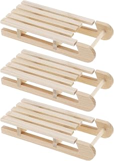 3PCS Dollhouse Miniature Sledge 1:12 Scale Wooden Simulation Sled Pretend Play Toy Model for Dollhouse Decoration Ornament Accessories