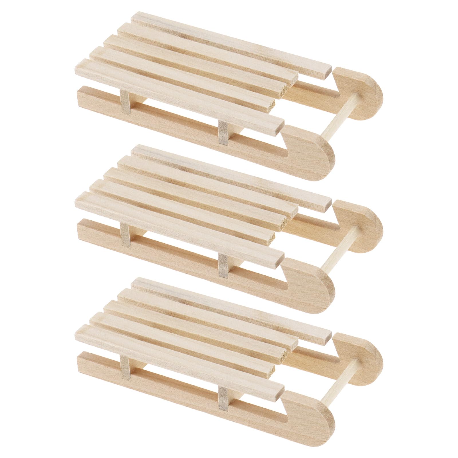 Create idea 3PCS Dollhouse Miniature Sledge 1:12 Scale Wooden Simulation Sled Pretend Play Toy Model for Dollhouse Decoration Ornament Accessories