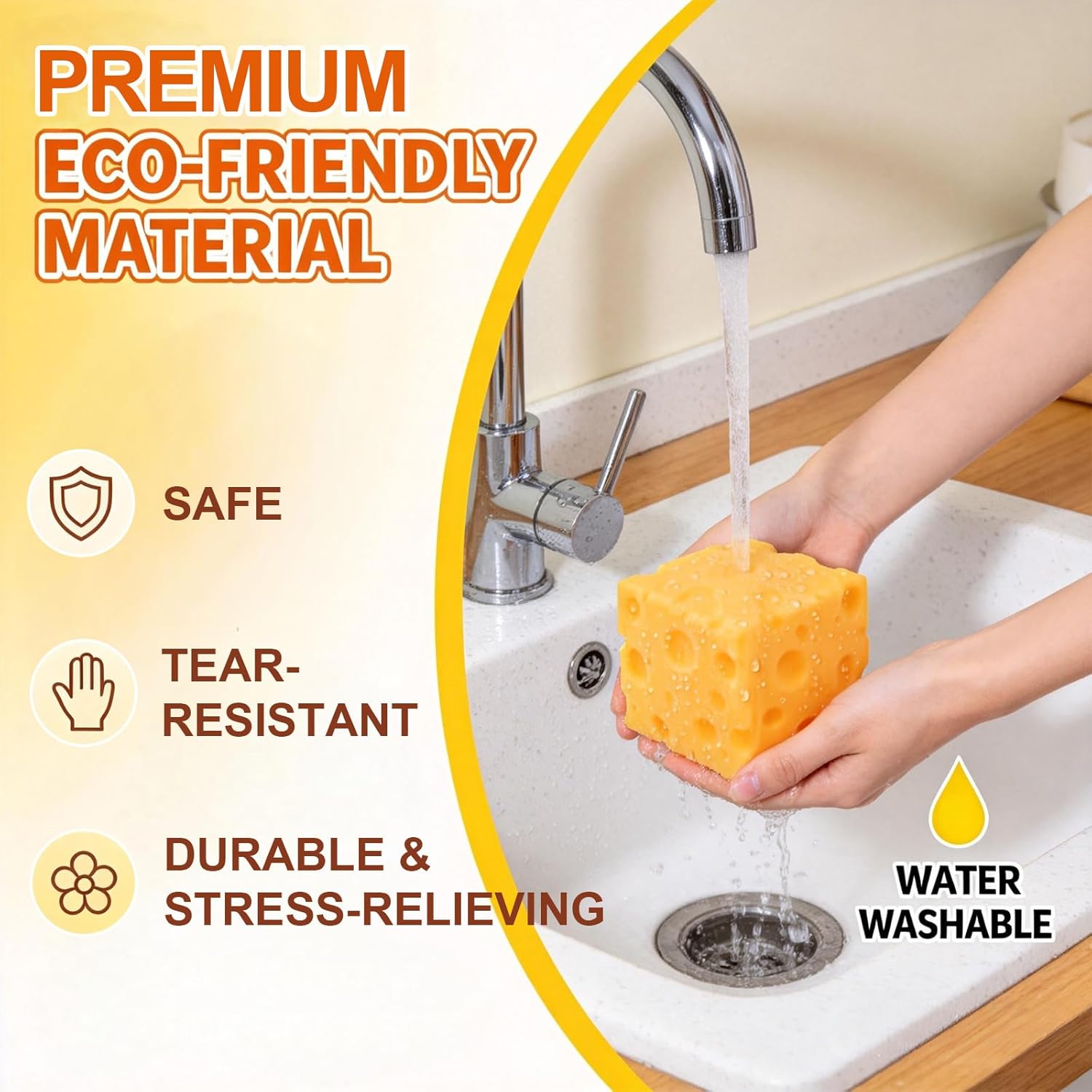 3.93 Inch Huge Cheese Squishy Cube – Giant Cheese Block Fidget Toy, Super Soft Slow Rise Sensory Stress Ball, Novelty Squeeze Toy for Adults, Desk Decor Stress Relief Gift