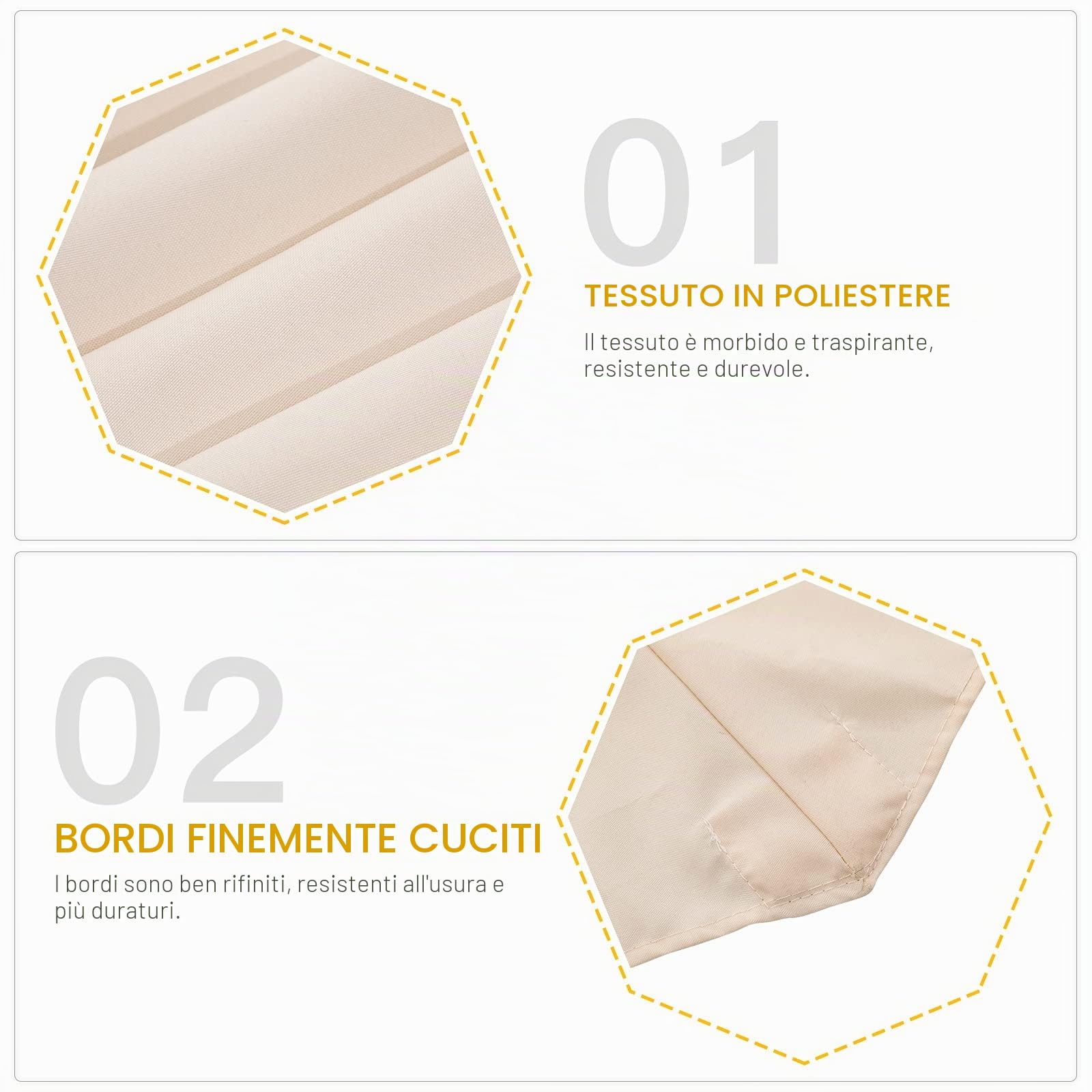 DOITOOL Coperture per ombrelloni da giardino di ricambio 3x3 Metri 8 stecche UV Protezione Parasole Copertura per Ombrellone da terrazzo e Esterno (Beige, senza Supporto)