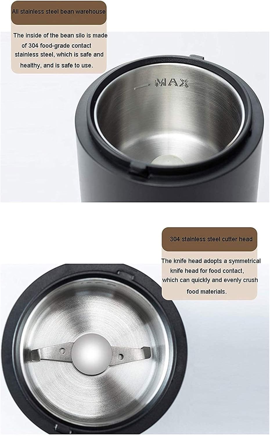Electric Coffee Grinder 150W Spice Grinder Automatic Coffee Bean Grinder One-Touch Control Coffee Grinder for Spice、Herbs、Nuts、Grains 50g (Color : A) (B)