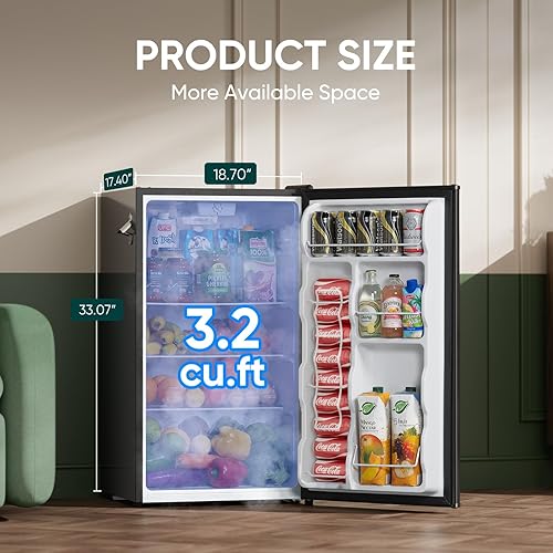 Miniatura 2 de Upstreman Mini refrigerador retro de 3.2 pies cúbicos con abridor de botellas, ahorro de energía, termostato ajustable, mango de metal, lámpara LED,