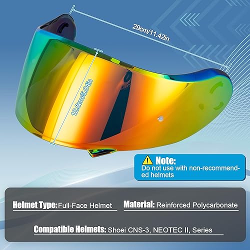 Miniatura 7 de Visera de casco de viento de motocicleta, visera de casco resistente al viento, lente protectora de PC de cara completa para CNS-3 de repuesto UV