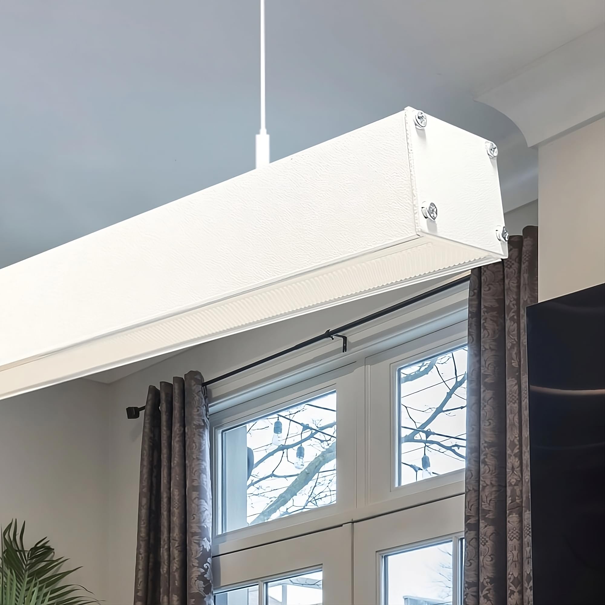 FactorLED Lámpara Techo Lineal POTSDAM 2M, 72W, 7200Lm, Colgante o en Superficie, Altura Regulable, Dimmable TRIAC, 45x40x2000mm, luz para Hogar Cocina Salón Comedor y Oficina (BLANCA, Luz Natural)