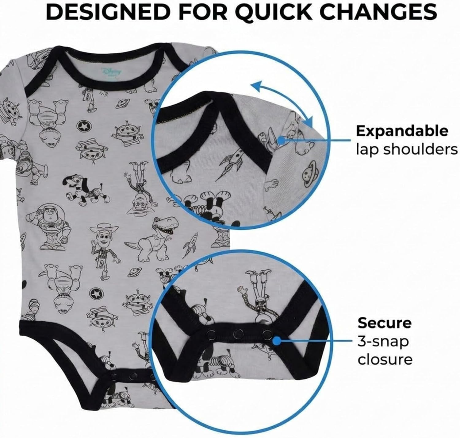 Disney Baby 5-Pack Short Sleeve Bodysuits Newborn to Infant image 5