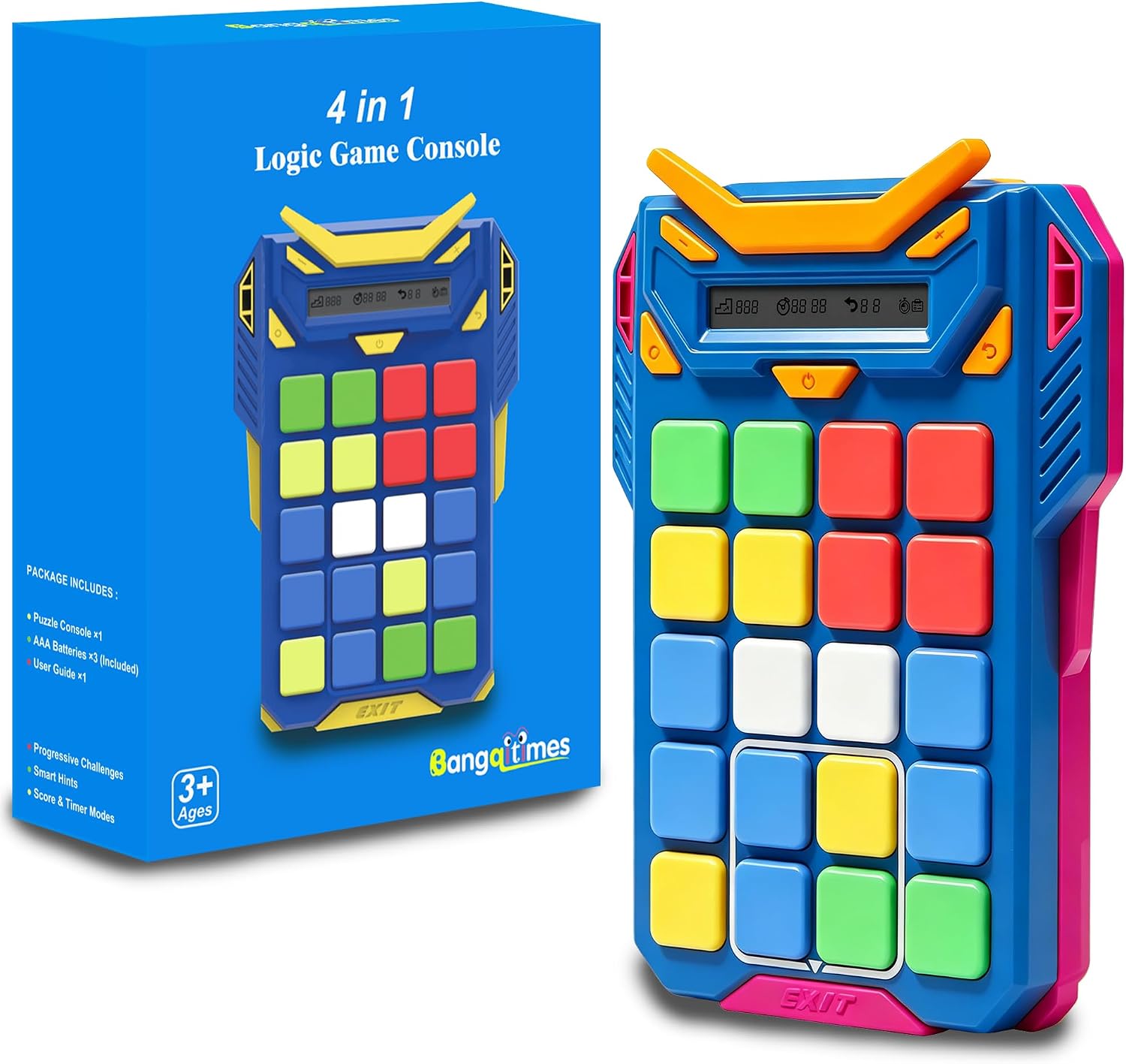 4-in-1 Logic Game Console for Kids Sliding Puzzle Whack a mole