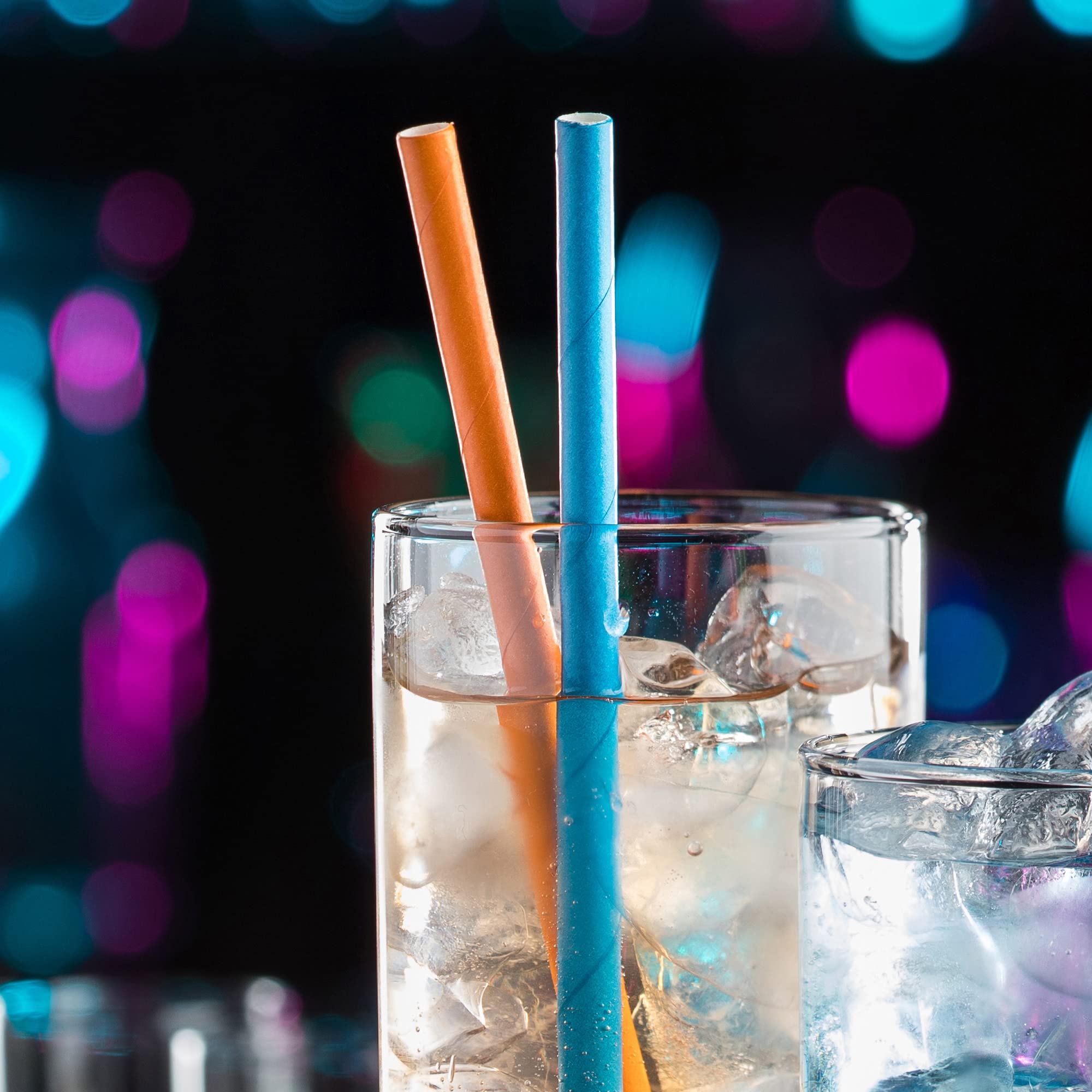 Solid Paper Straws Orange 8inch-Pack of 250, 8" - Image 2