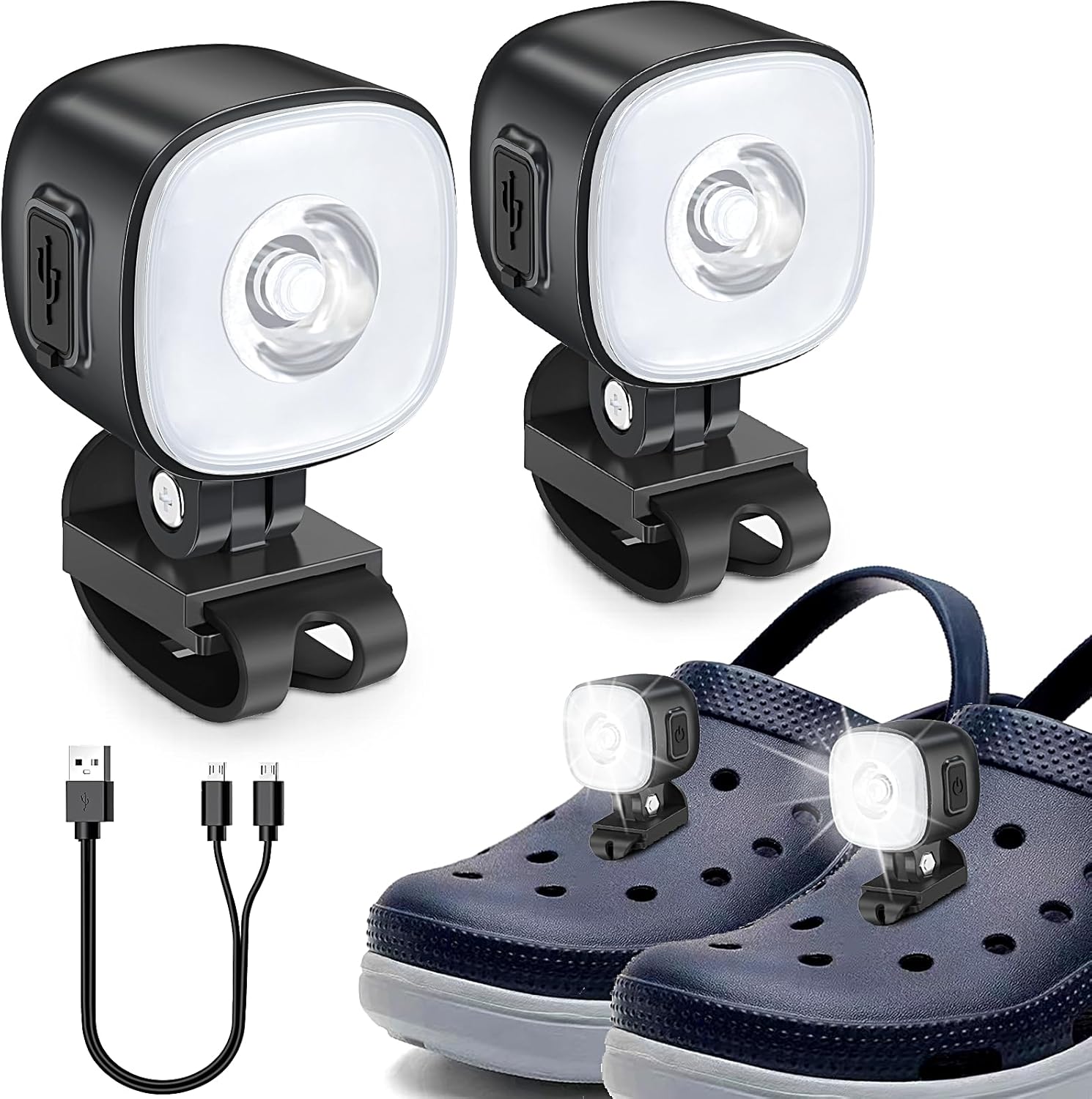 DOOZYDOOD Croc Lights for Shoes Rechargeable, 2Pcs Adjustable and