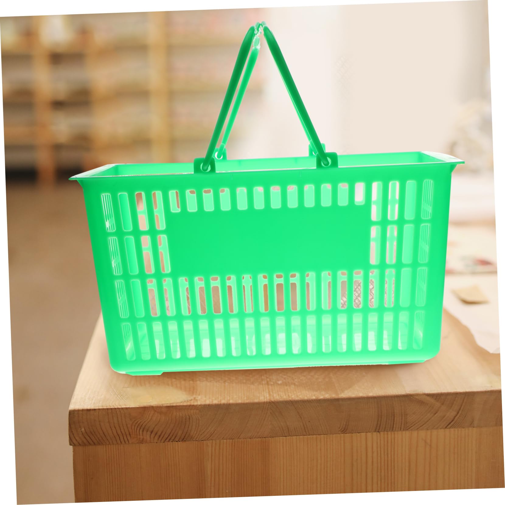 ABOOFAN Großer Grüner Kunststoff Einkaufskorb Mit Ergonomischem Griff Stabiler Faltbarer Handkorb Für Supermarkt Obstladen Snacks Dickes Material Praktischer Aufbewahrungsbehälter