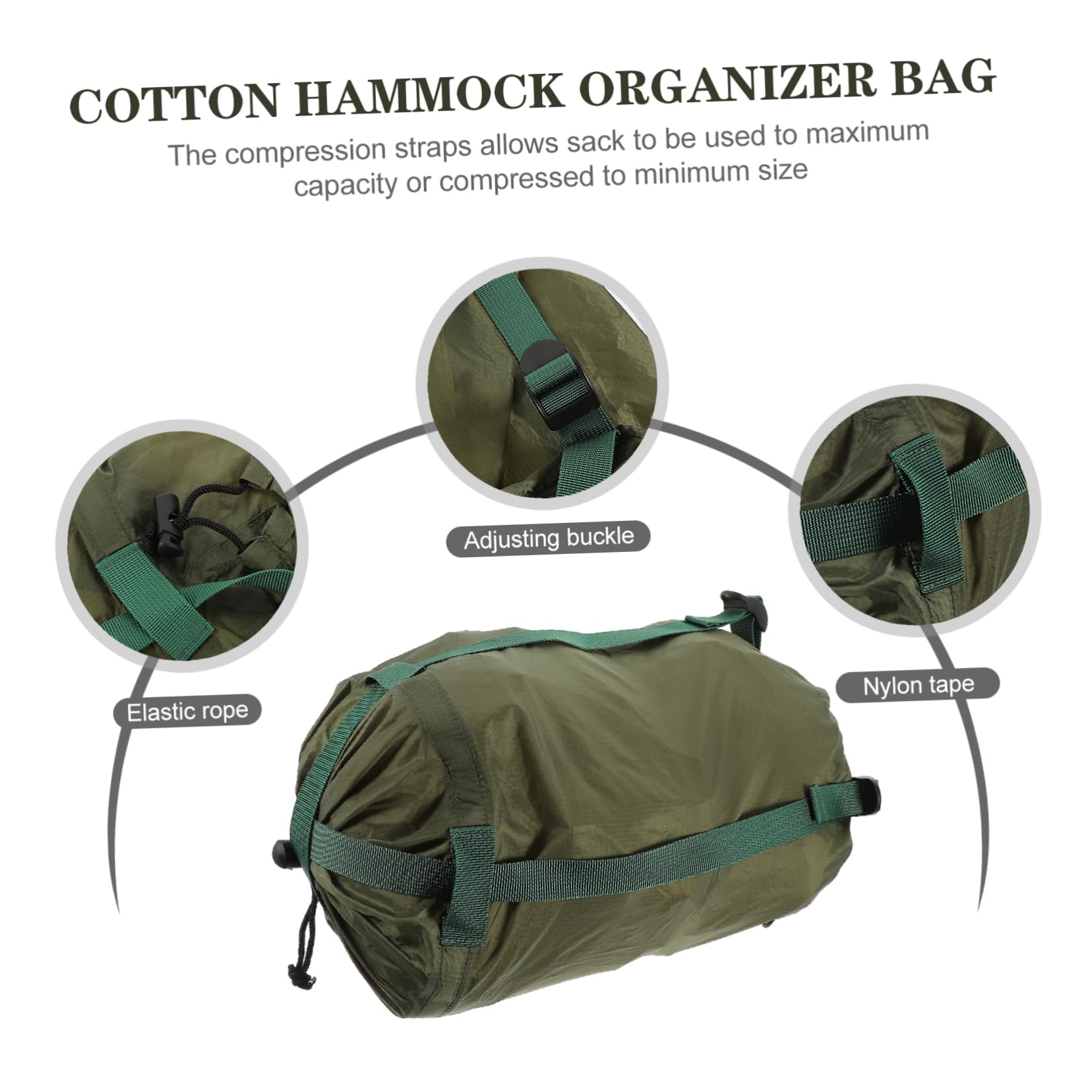 Cabilock 3pezzi Sacco Compresso per Sacco Pelo Borsa Organizer Leggera per Campeggio Escursionismo e Trekking Verde