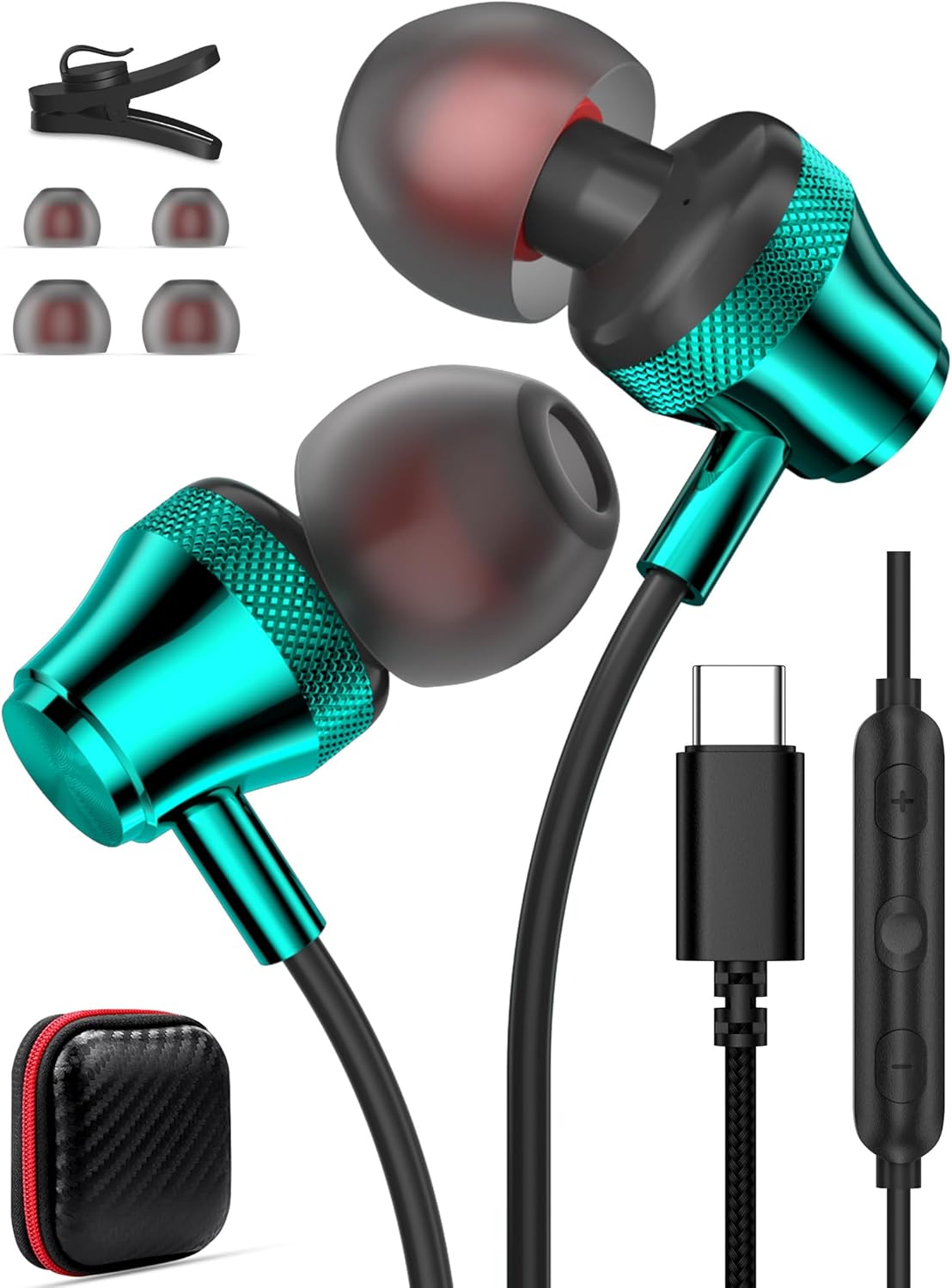 2 Pack USB C Headphone for iPad A16 11 10,Type C Wired Earbuds for Samsung Galaxy A17 S25 FE S24 S23 S22 Pixel 9 9a 8a, Noise Canceling HiFi Stereo Earphone in-Ear Headset for iPhone 17 Pro Max Air 16