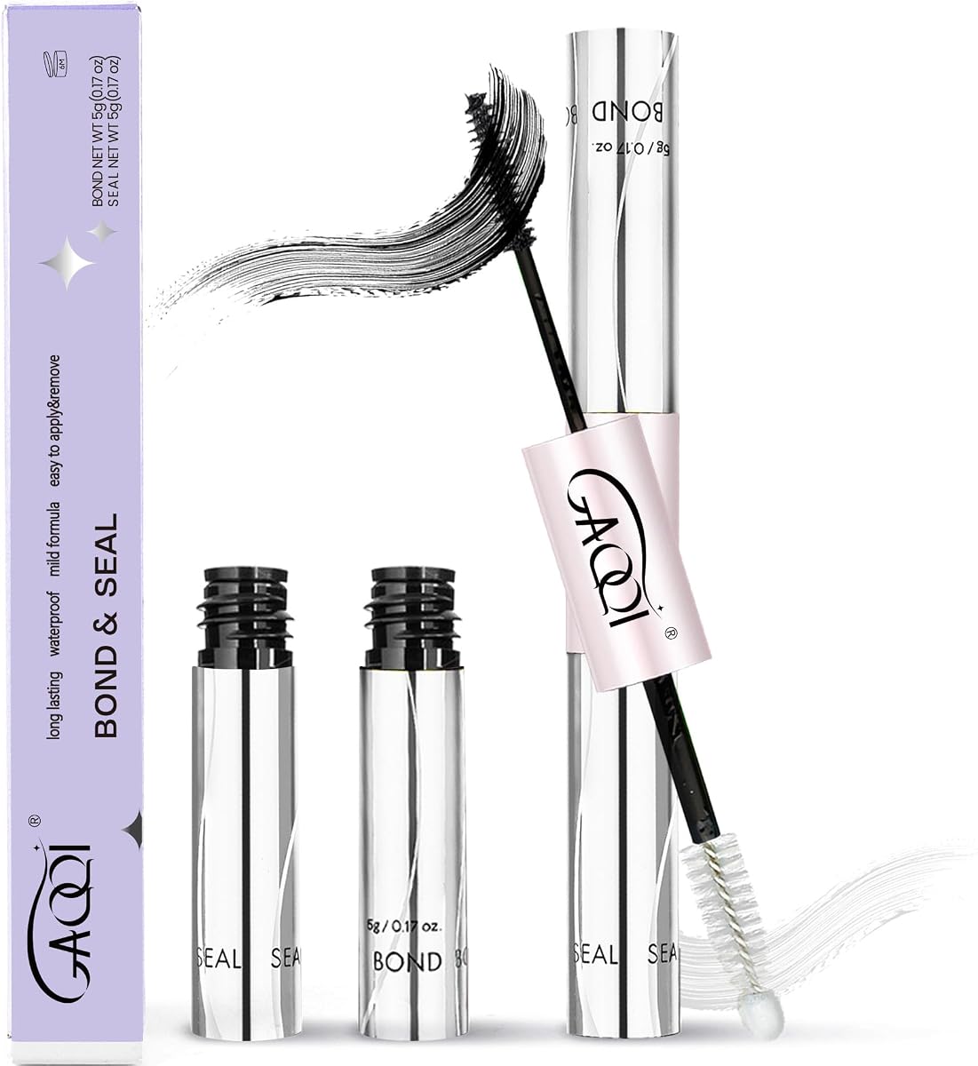 GAQQI Lash Cluster Glue, Waterproof Bond and Seal Lash Glue, Black - 10ml | Strong Hold 3-7days, Latex-free & Formaldehyde-free, Waterproof, For Cluster/ Individual/ Strip Lashes, Easy to Use