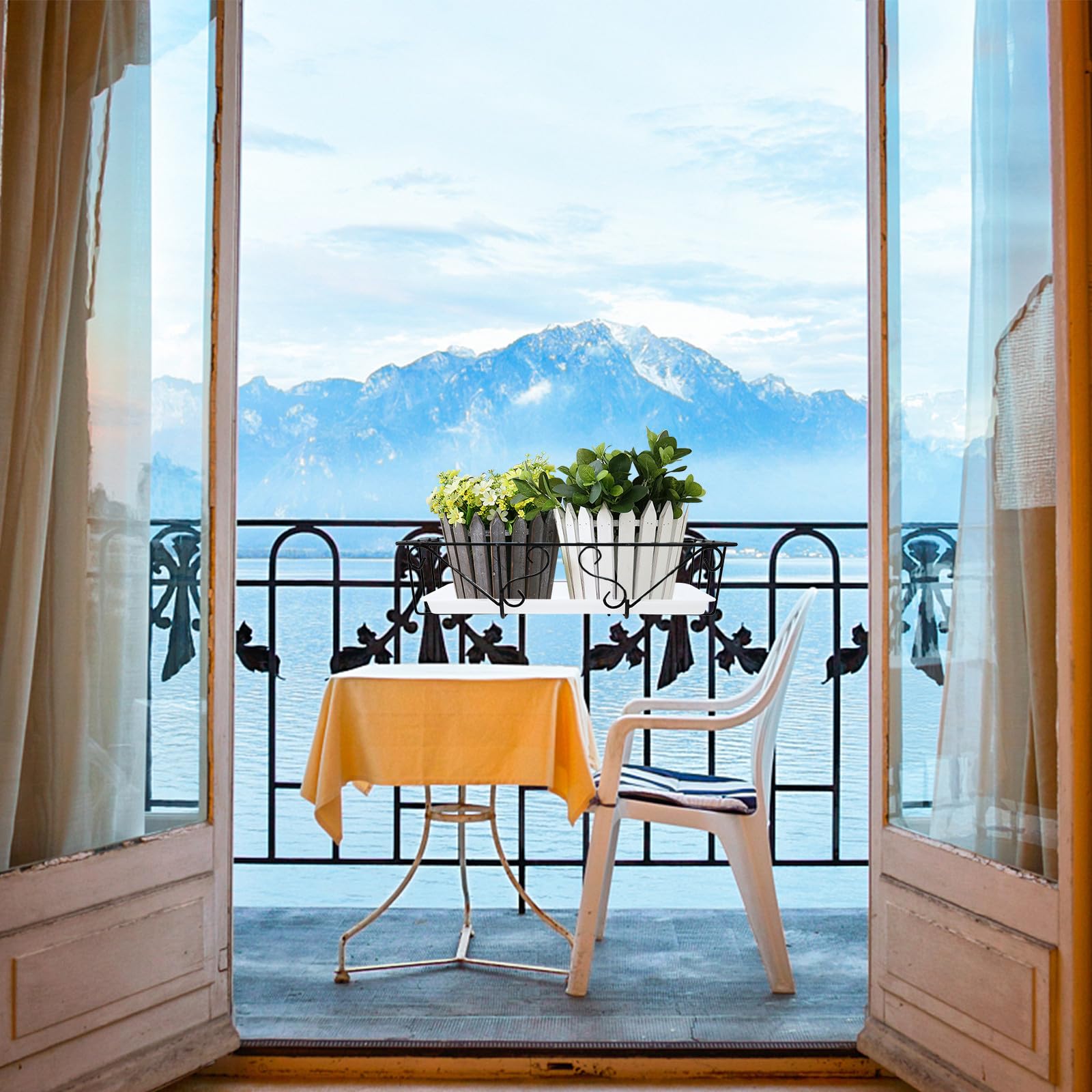 Gatuida Soporte de Jardinería Soldadura Firme Doble Gancho Barandilla para Maceta Decorativa de Hierro y Plástico y Diseño Liso para Decoración de Oficina y Hogar