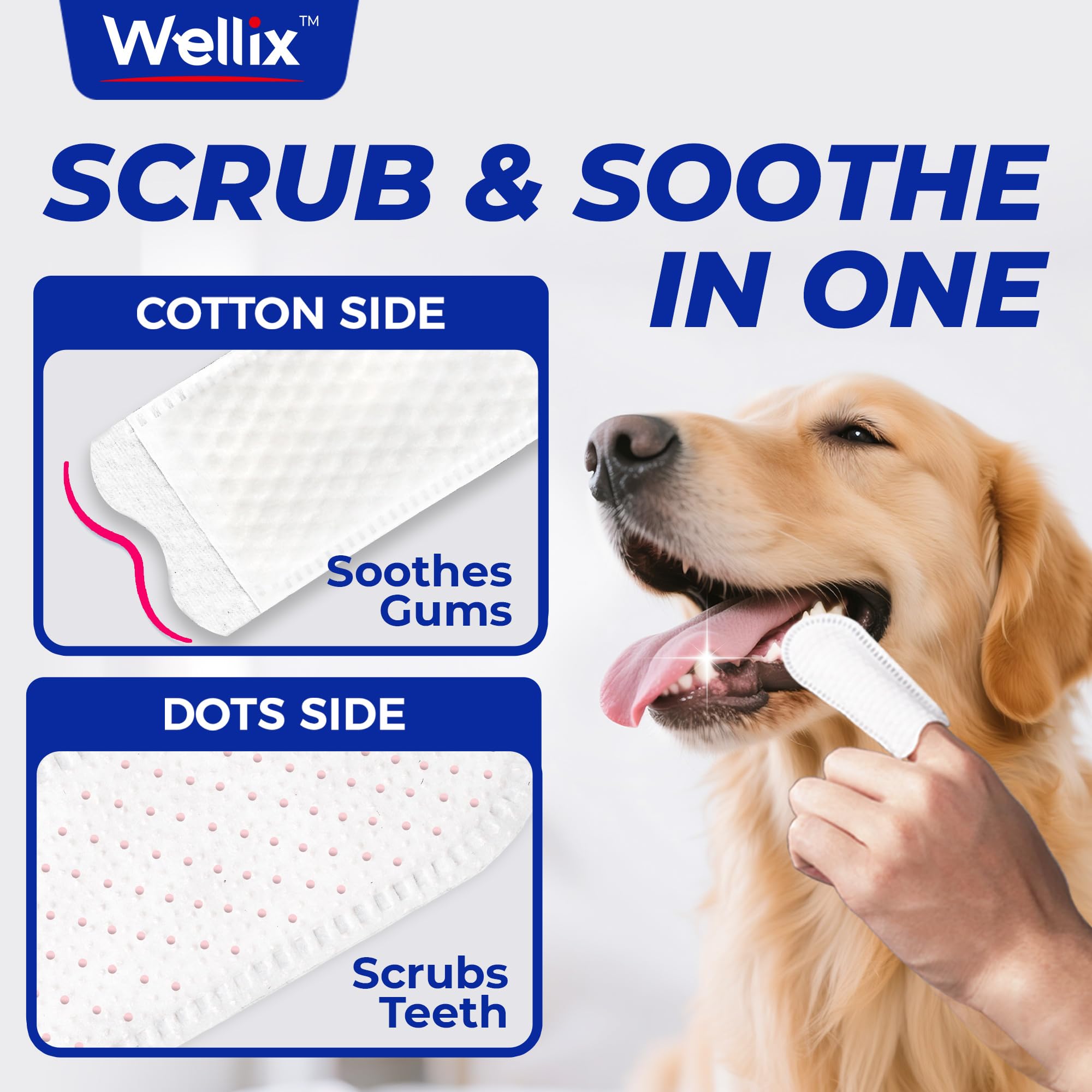 Wellix 100 Count Dog Teeth Cleaning Wipes for Dogs & Cats - Natural Formula Dental Care Finger Wipes Reduces Dog Plaque, Tartar & Bad Breath - No-Rinse Disposable Dog Dental Wipes - image 3