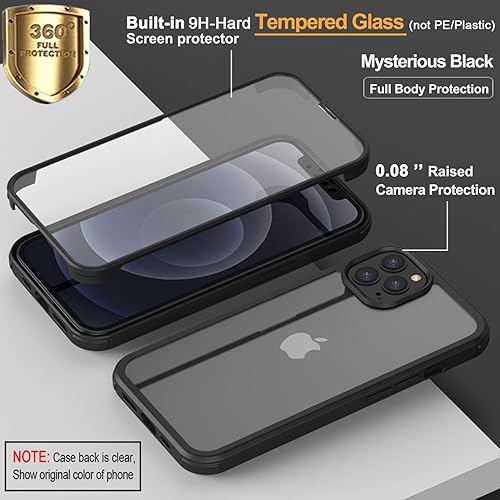Miniatura 2 de UBUNU Funda para iPhone 13 Pro con protector de pantalla vidrio templado 9H integrado, protección de cuerpo completo 360 de doble capa de protección