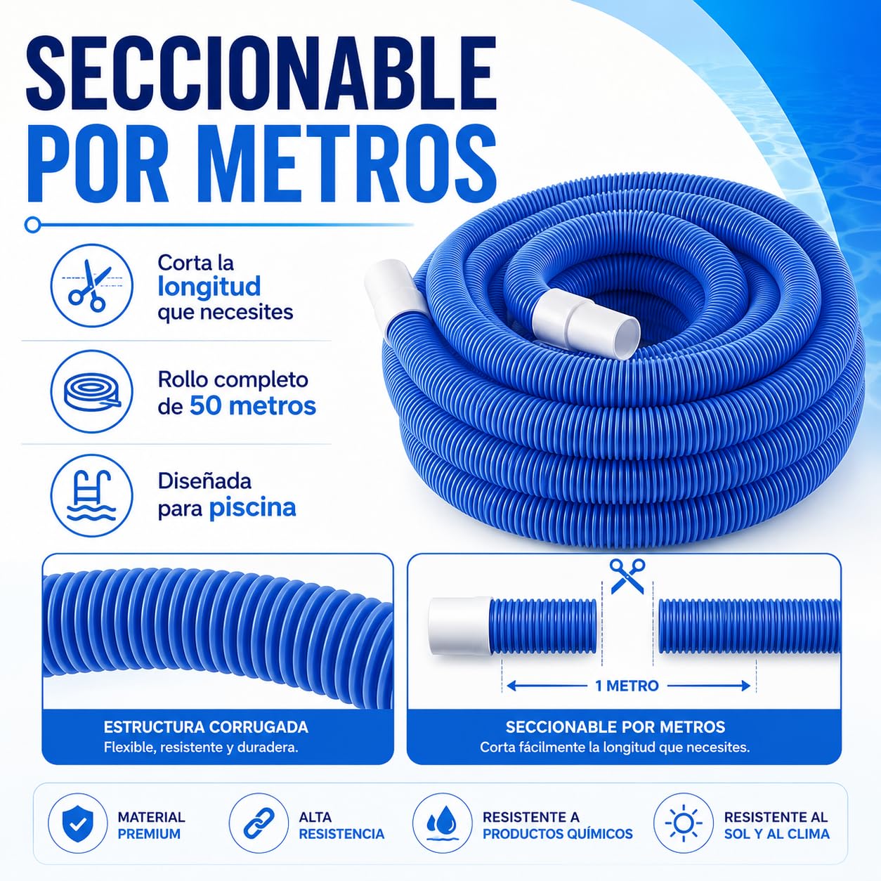 Manguera Seccionable para Piscina Ø32 mm 50 m