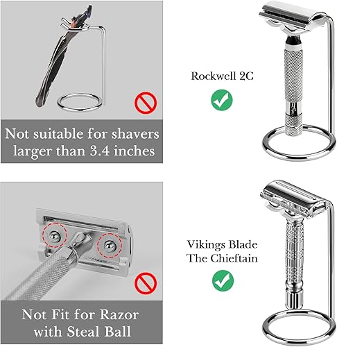 Miniatura 10 de Linkidea Soporte para maquinilla de afeitar de seguridad, soporte para cepillo de afeitar de acero inoxidable, base de soporte de afeitado de lujo