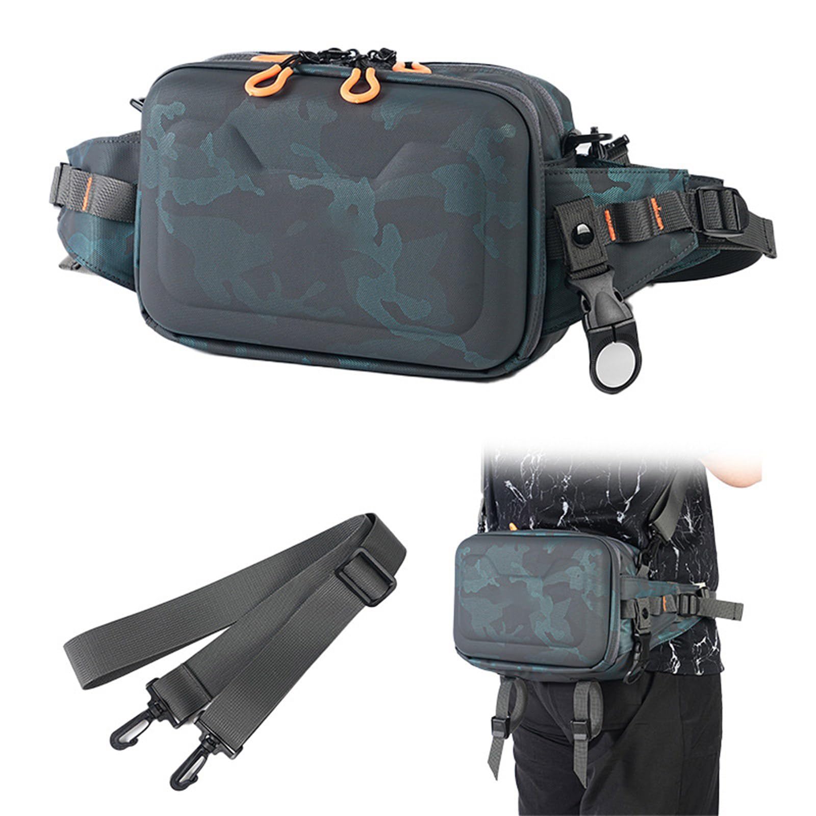 Greabuy Sac de rangement pour matériel de plein air, sac de pêche, sac à bandoulière unique, sac à bandoulière, sac à leurres, sacs de taille multifonctions, sacs à dos de pêche