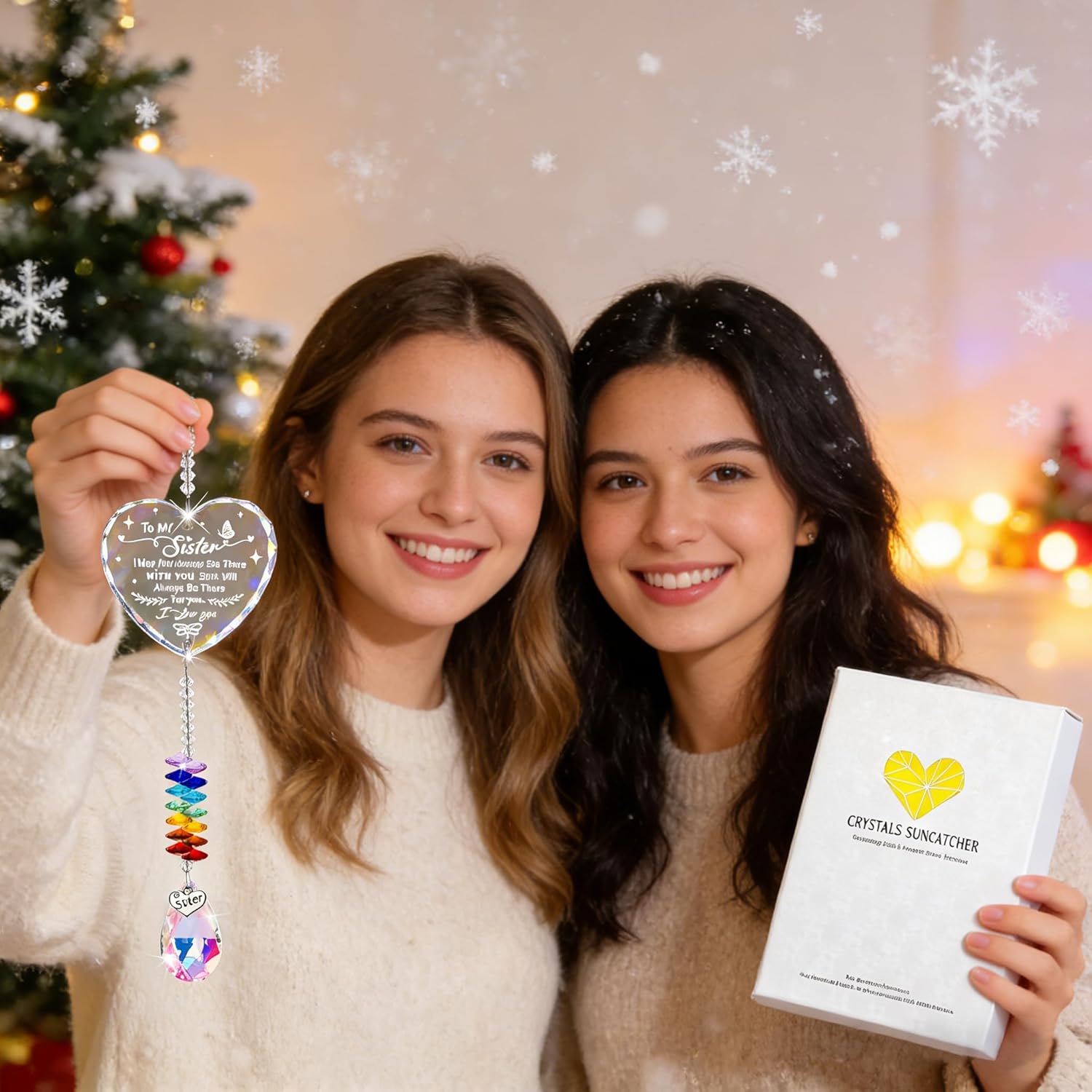 Sister Gifts,Sisters Gifts from Sister,Crystal Suncatcher for Sister Birthday with Heart Prism-Rainbow Maker Sun Catcher for Windows Hanging Decor - Image 2