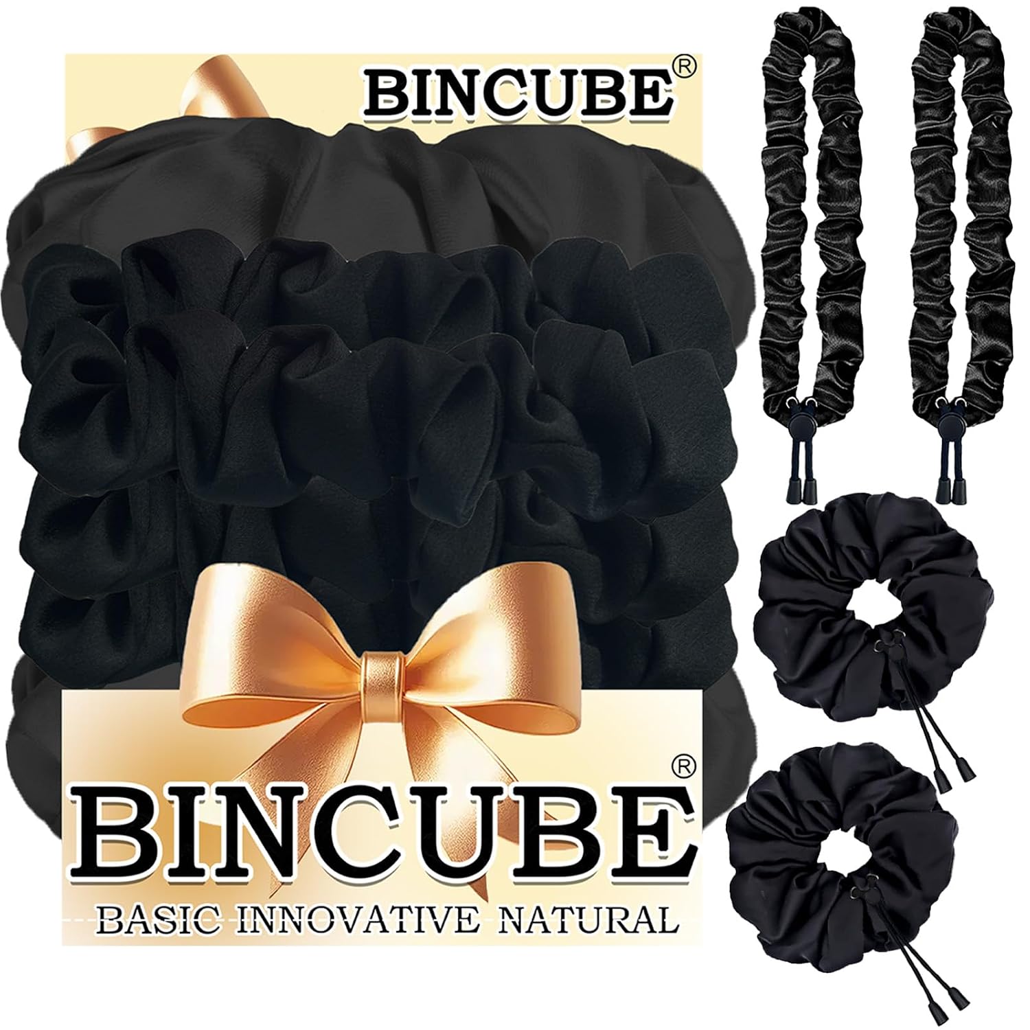 Afro Puff Scrunchies - Adjustable Silk Hair Ties for Curly Hair