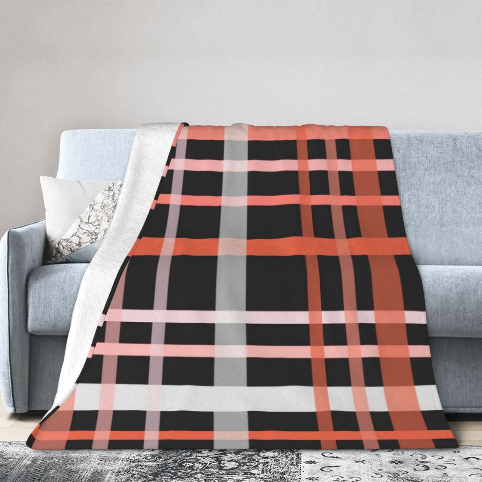 ERTDFXCV Halloween Plaid Blanket 50"x40"