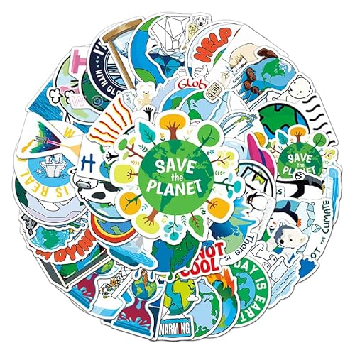 Save Planet Earth Stickers Pack,50 Pcs Eco Friendly Waterproof Vinyl