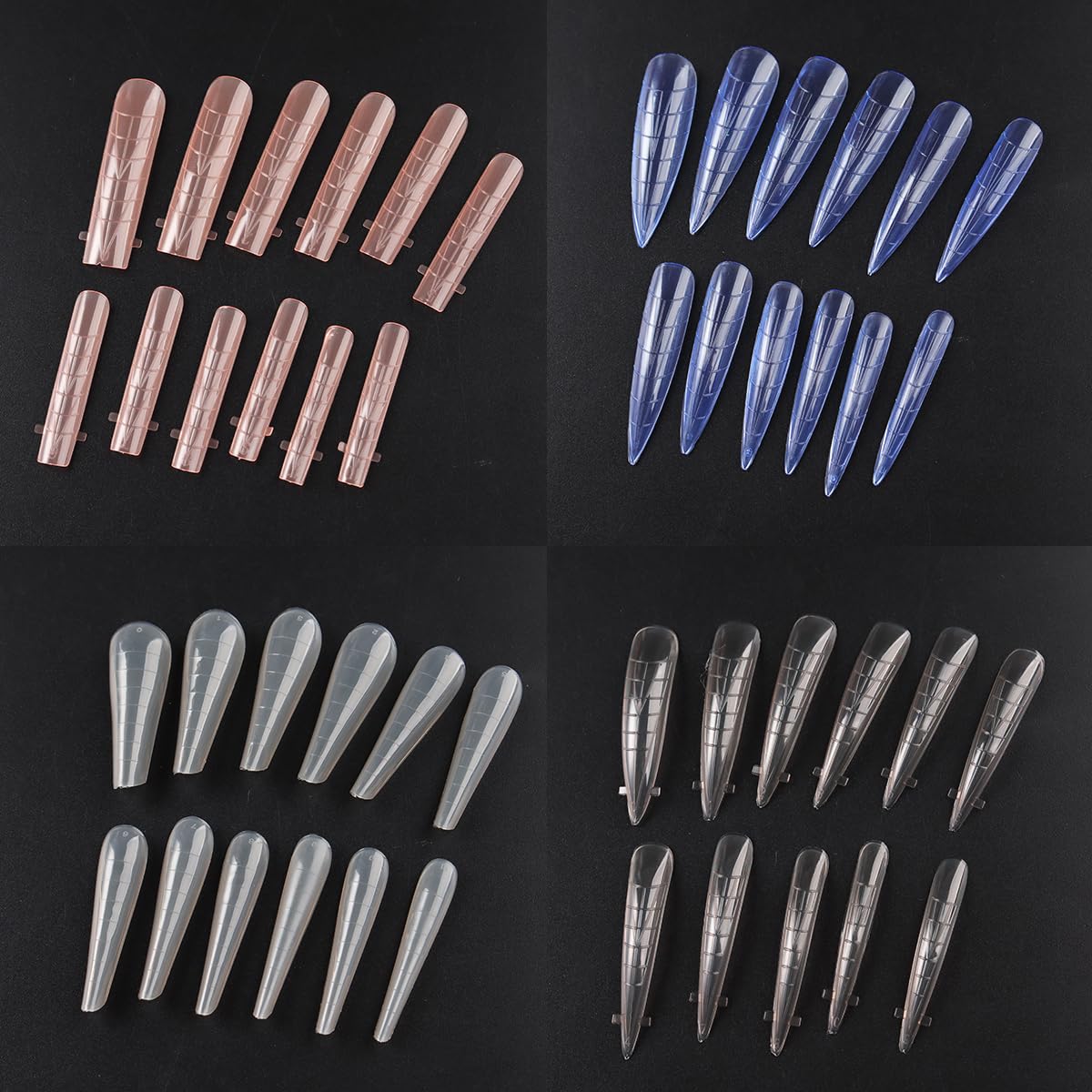 12 Grids Dual Forms Gel Nail Extension Mold, Colorful Quick Building Dual Forms Nails Tips, Reusable Nail Mold Set, Mixed Color Nail Extension Forms Set for DIY Acrylic & Gel Manicure