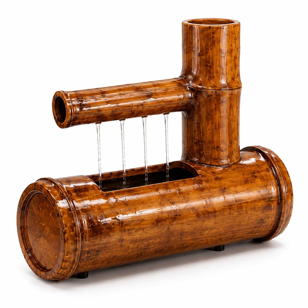 Qflow | Handcrafted 4-Stream Bamboo Water Fountain | Indoor Tabletop Zen Waterfall | Natural Bamboo Cascade with Silent Pump | Home, Office, Meditation & Living Room Décor-image-36