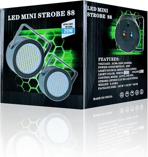 Miniatura 19 de ENUOLI Mini luz estroboscópica, 32 bombillas LED superbrillantes para Halloween, control de velocidad de flash variable luces intermitentes