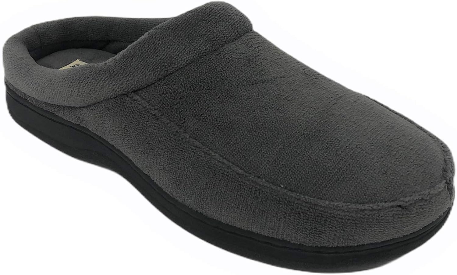 Dearfoams Men's Microfiber Terry Clog with Memory Foam Slippers (Pavement, 910