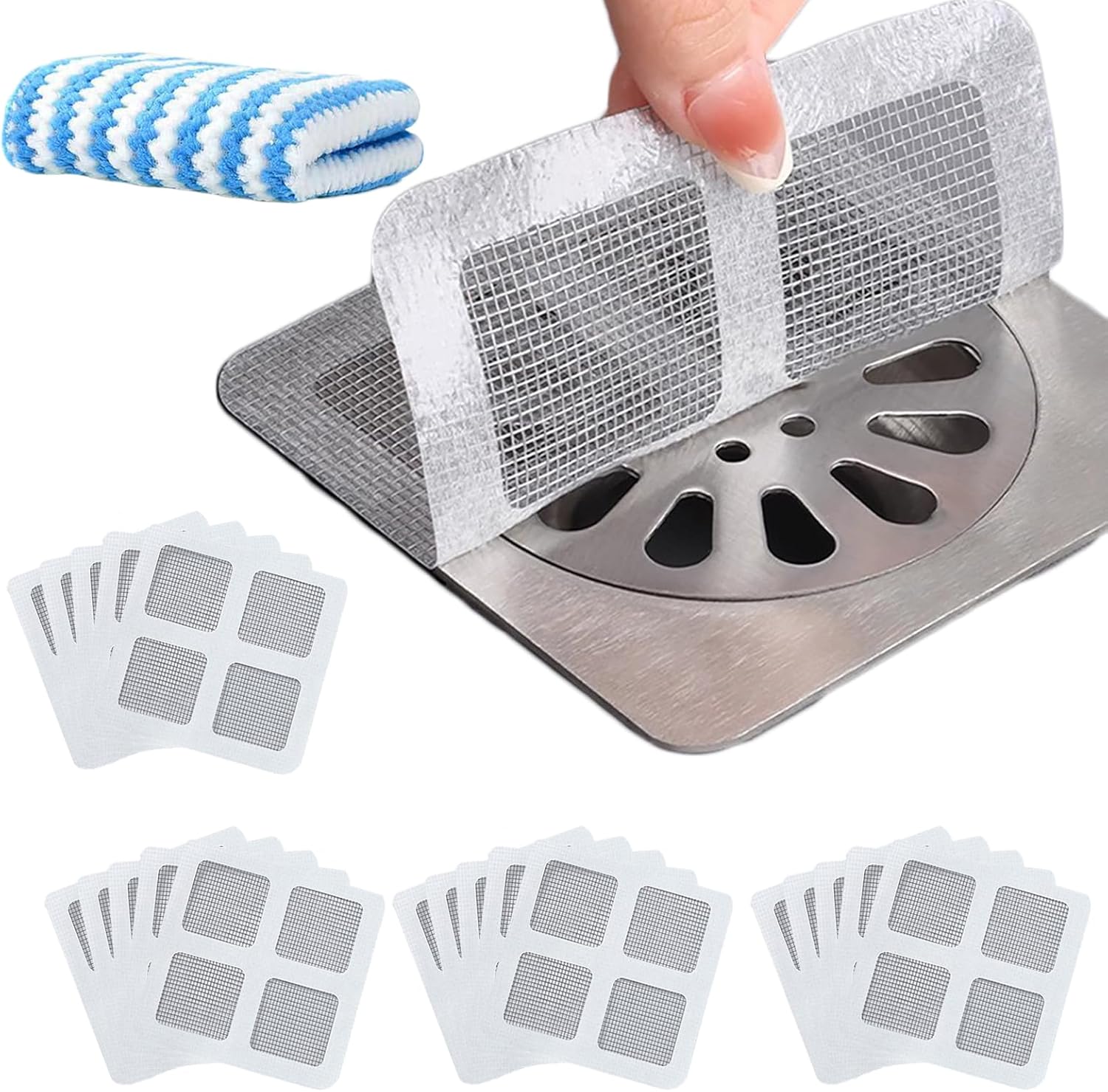 20/30/50PCS Pack Drain Mesh Cover, Mesh Shower Drain Cover, Drain Mesh Stickers, Disposable ...