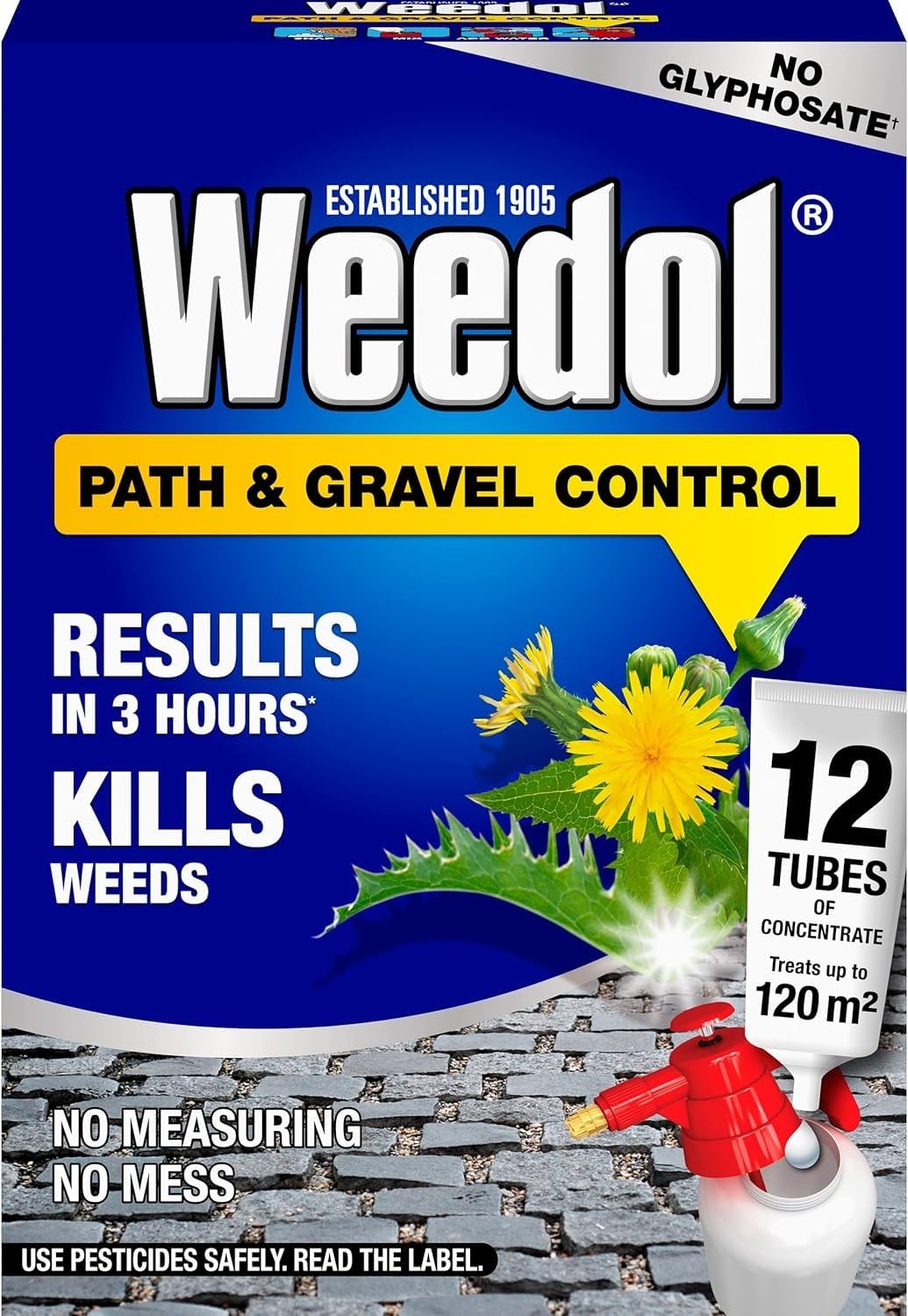 Weedol Path & Gravel Weedkiller Concentrate – Fast-Acting Pelargonic Acid Formula – 6 or 12 Tubes – 565.49 g/L – Effective on Paths, Patios & Gravel – Kills Young Weeds Fast (12 Tubes)