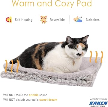 MORA PETS Self Warming & Self Heating Heated Cat Bed, Washable Warming Pet Pad, Electric-Free Heat Mat for Indoor/Outdoor Cats, Puppy Cushion Small Thermal Reversible 70 x 47 cm