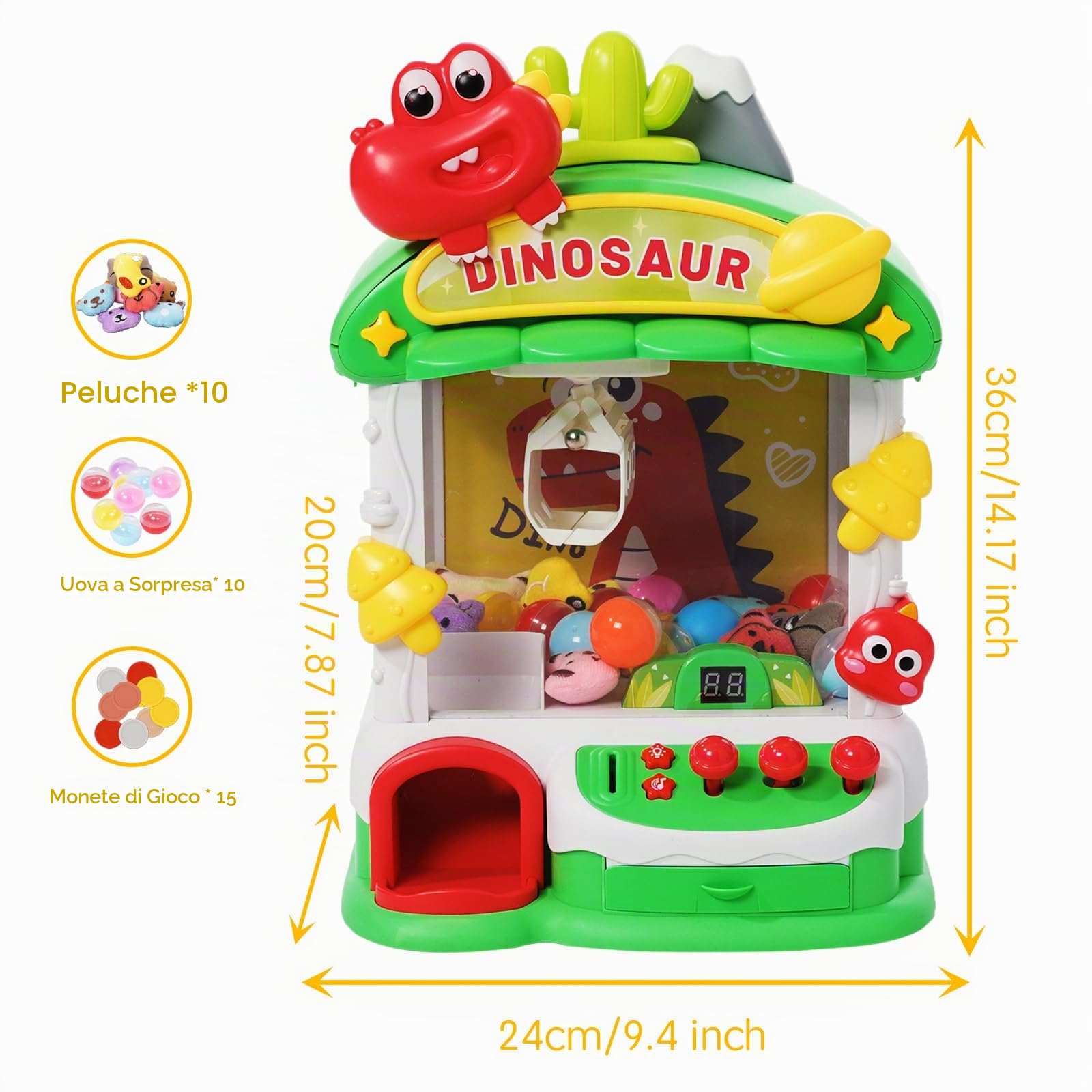 Macchina con Artiglio per Bambini,Mini Macchina Artiglio Arcade con Luci e Musica,Mini Giocattoli con Artigli Caramelle Machine per Bambini,Ragazze e Ragazzi Regalo，Macchina Artiglio Giocattolo