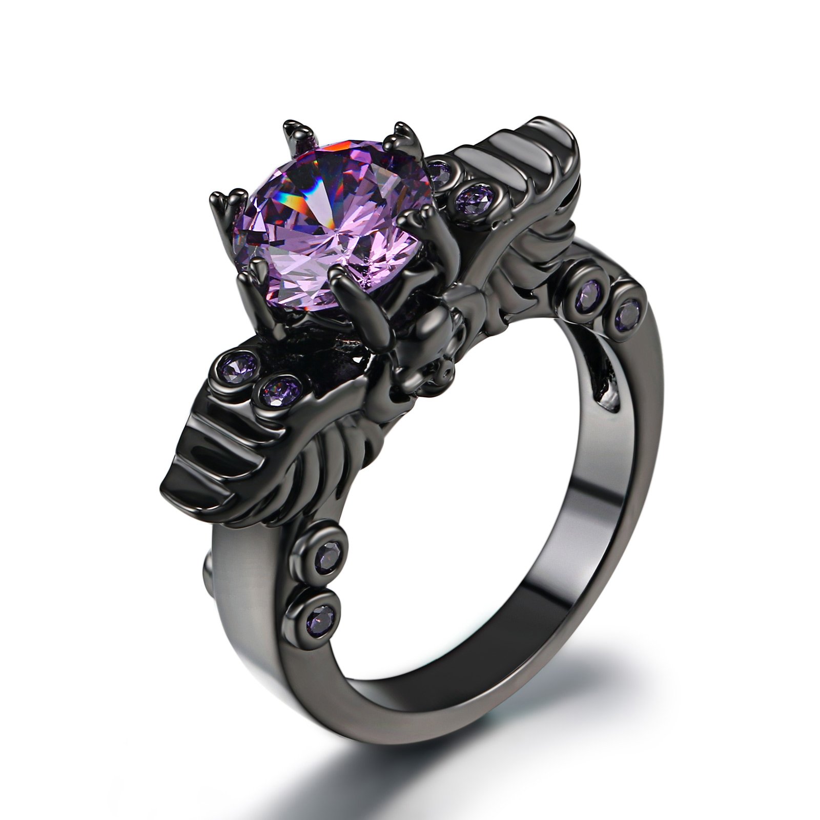 Amazon.com: Double Fair Punk Style Round Purple Cubic Zirconia The