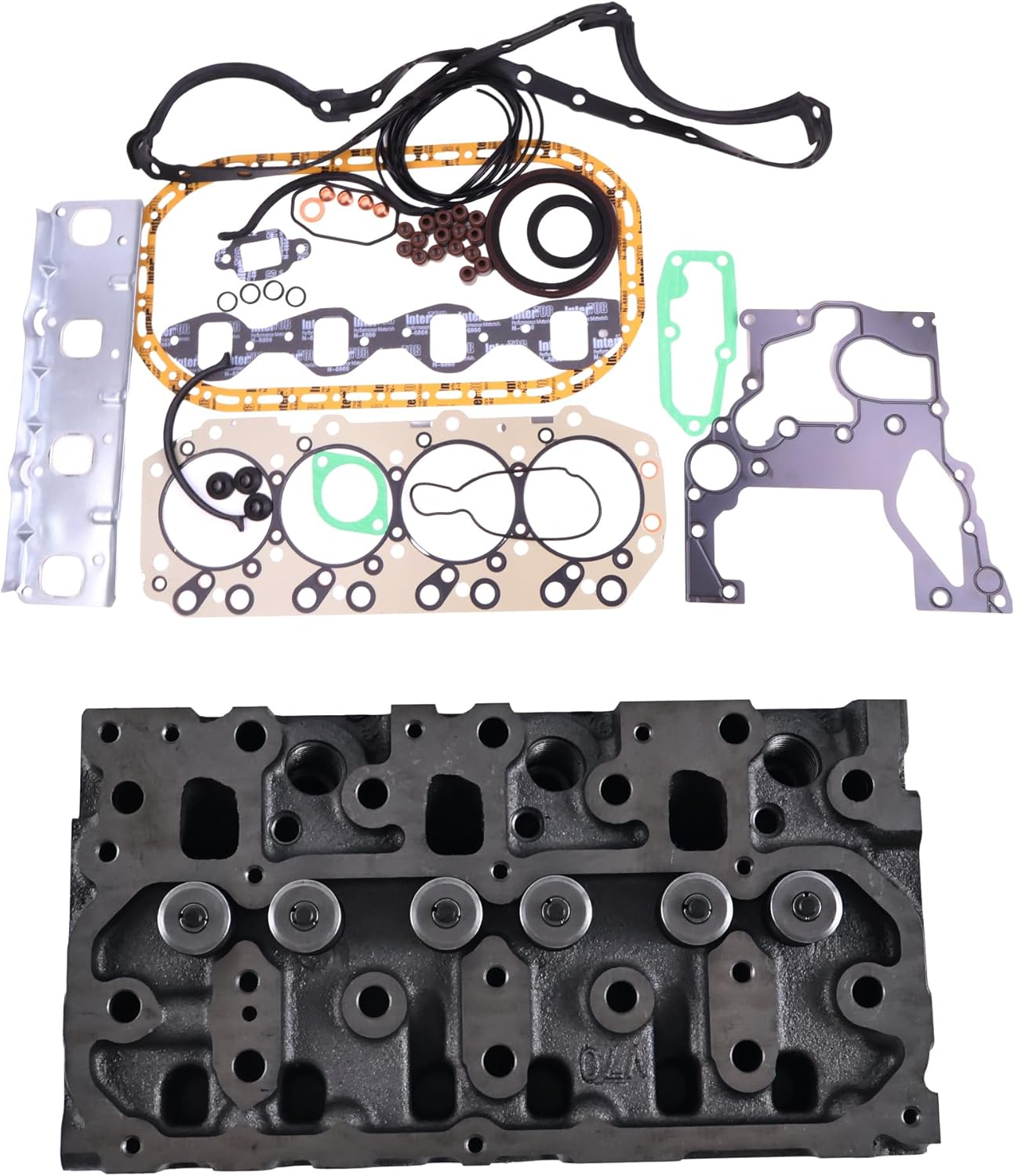 FridayParts Replacement Cylinder Head W/Gasket 119515-11750 for Yanmar 3TNV70 Engine Hitachi ZX17U-2 ZX17UNA-2 Excavator John Deere 855D 850D Utility Vehicle