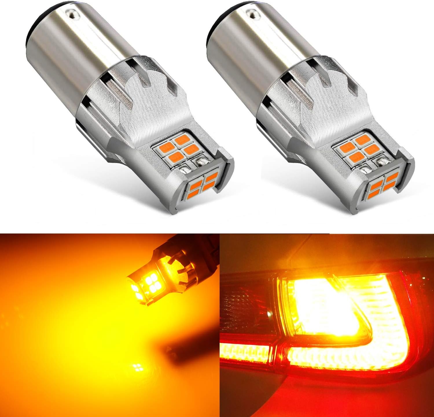 JDM ASTAR High Performance Super Bright 1:1 Design 3020 Chips 1157 2057 7508 Amber LED Bulbs