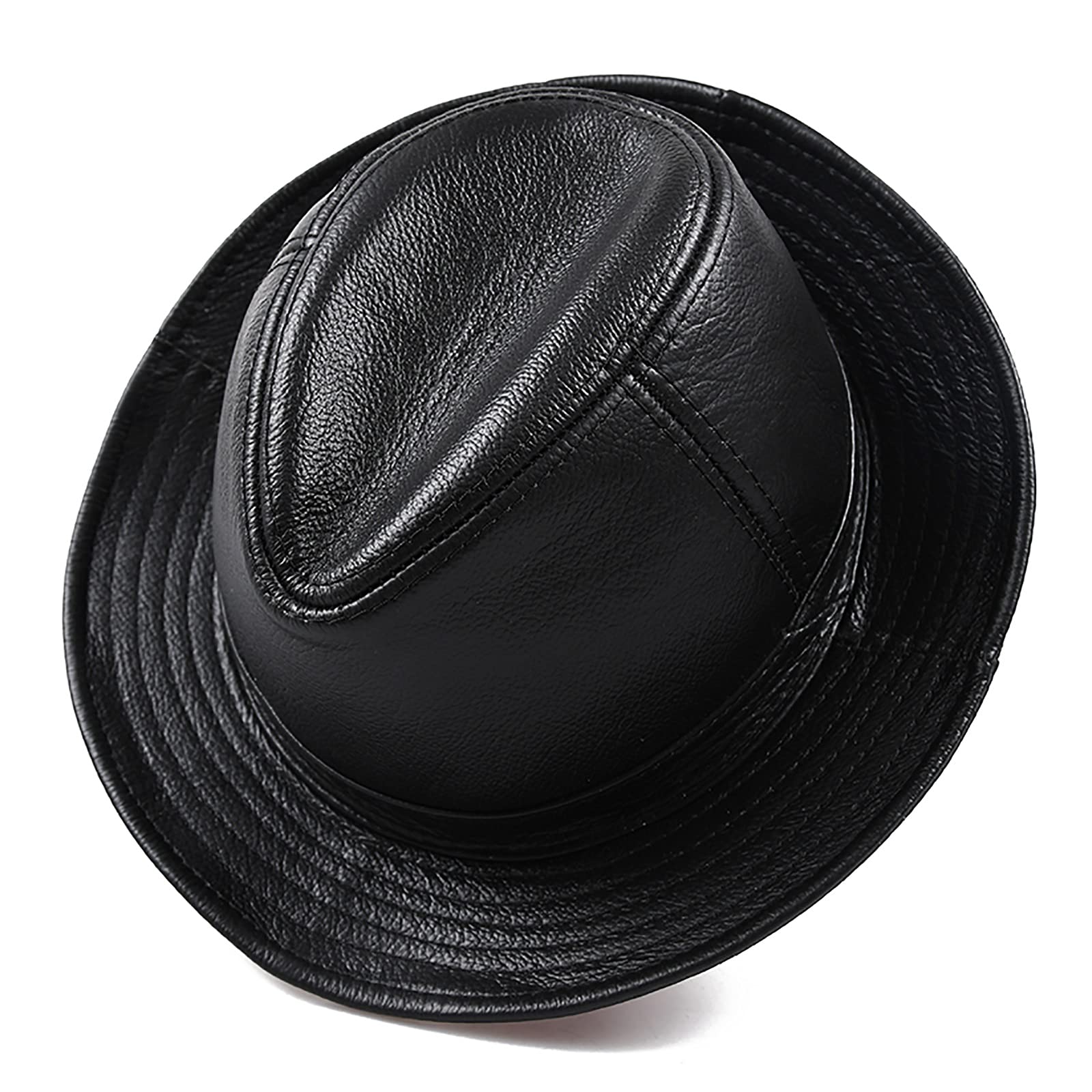 Sombreros de invierno, cuero para hombre jazz gorra vintage sombrero de vaca gran ala fedora otoño 55-62 cm