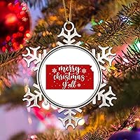 Vista 4 de Patriotic American State Christmas Ornaments for Tree Kansas Christmas Tree Decoration Keepsake Merry Christmas Y’All Metal Snowflake Christmas