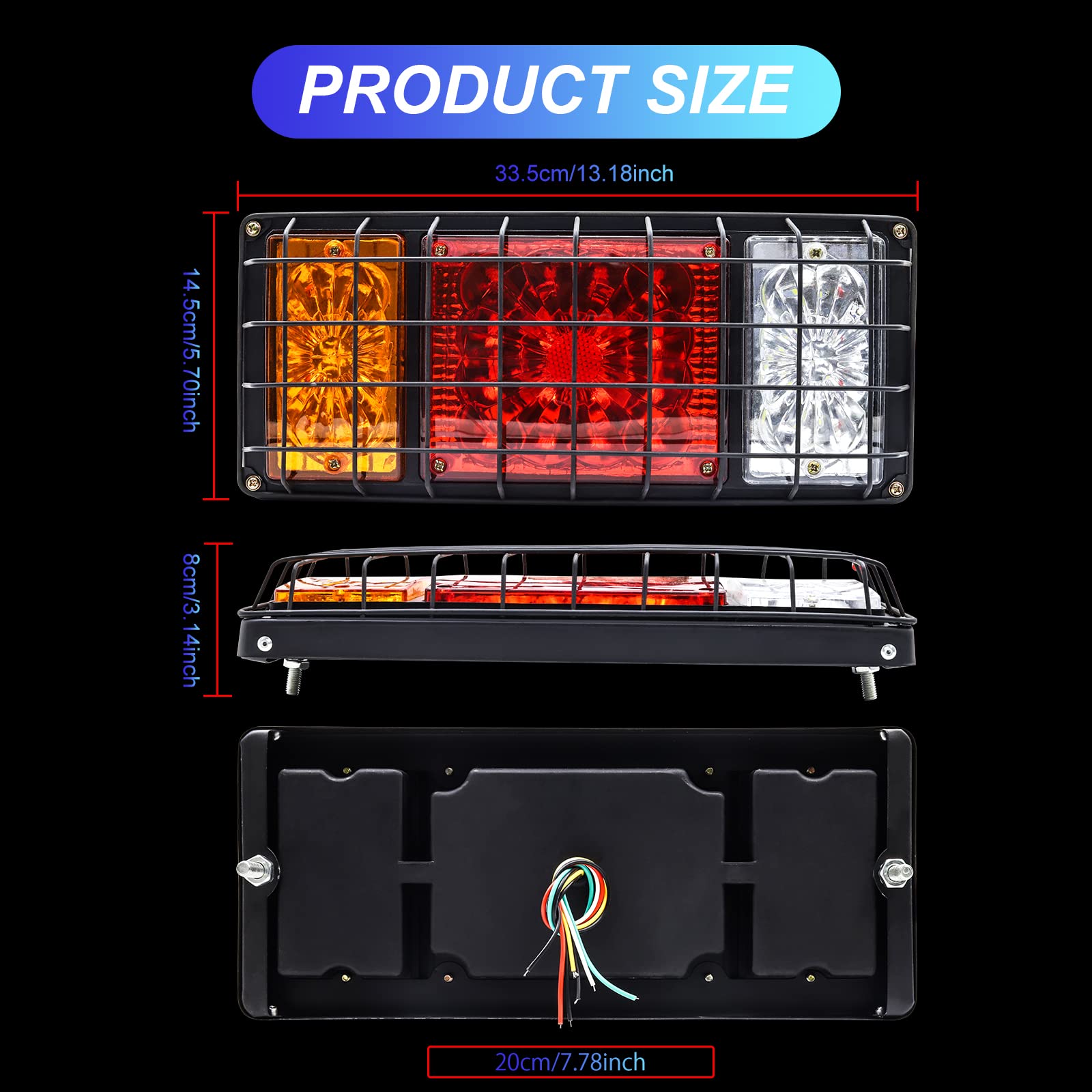 Luci posteriori a LED per camion da 12V, Luce di retromarcia a LED con telaio in ferro multifunzionale con motivo floreale, universale, 2pezzi