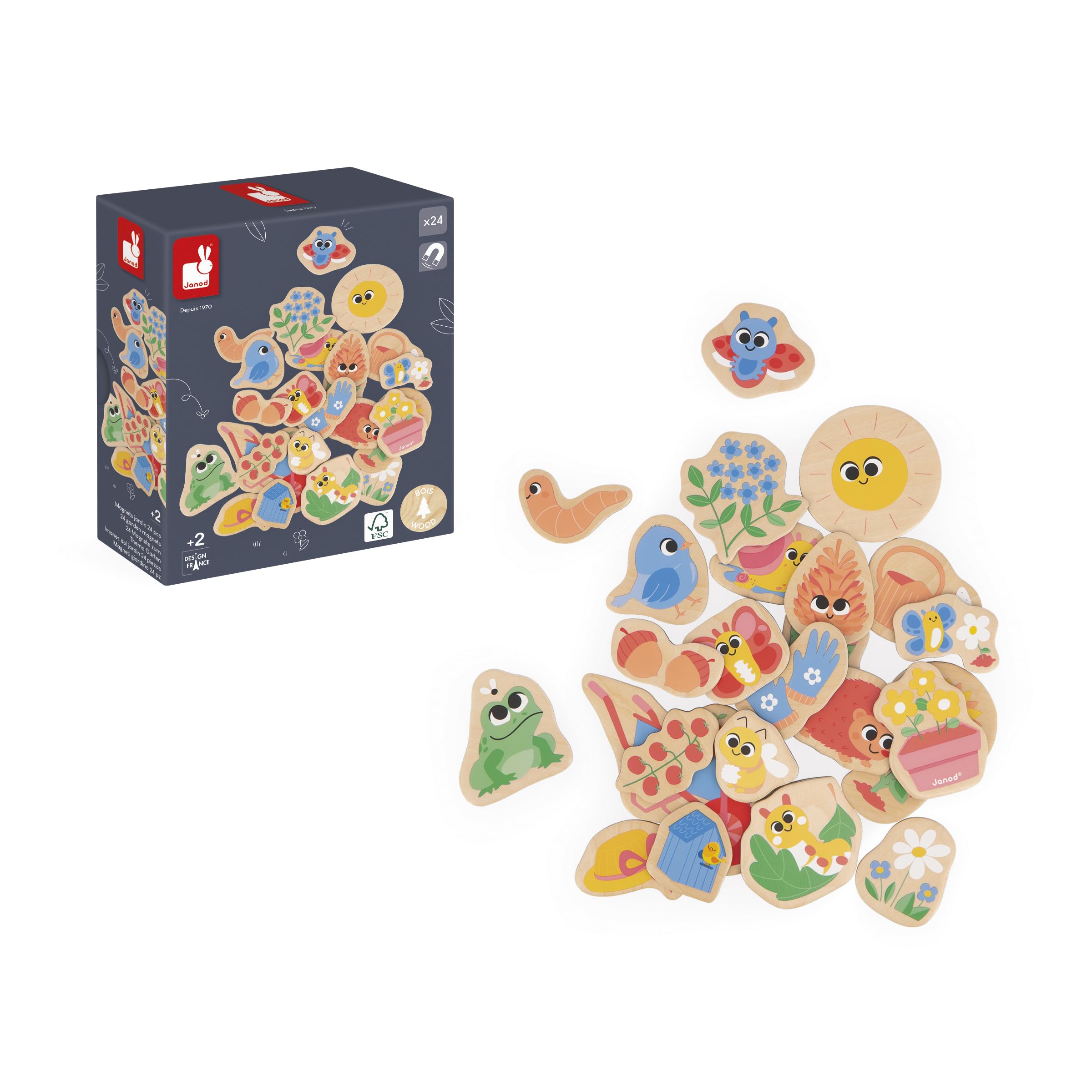 Janod Agenda Semanal Magnética De Madera 45x45 Cm – 88 Imanes Personalizables Y Meteorológicos – Aprende Los Días Y El Tiempo – Versión En Inglés – Juguete Educativo Para Niños De 3 A 8 Años