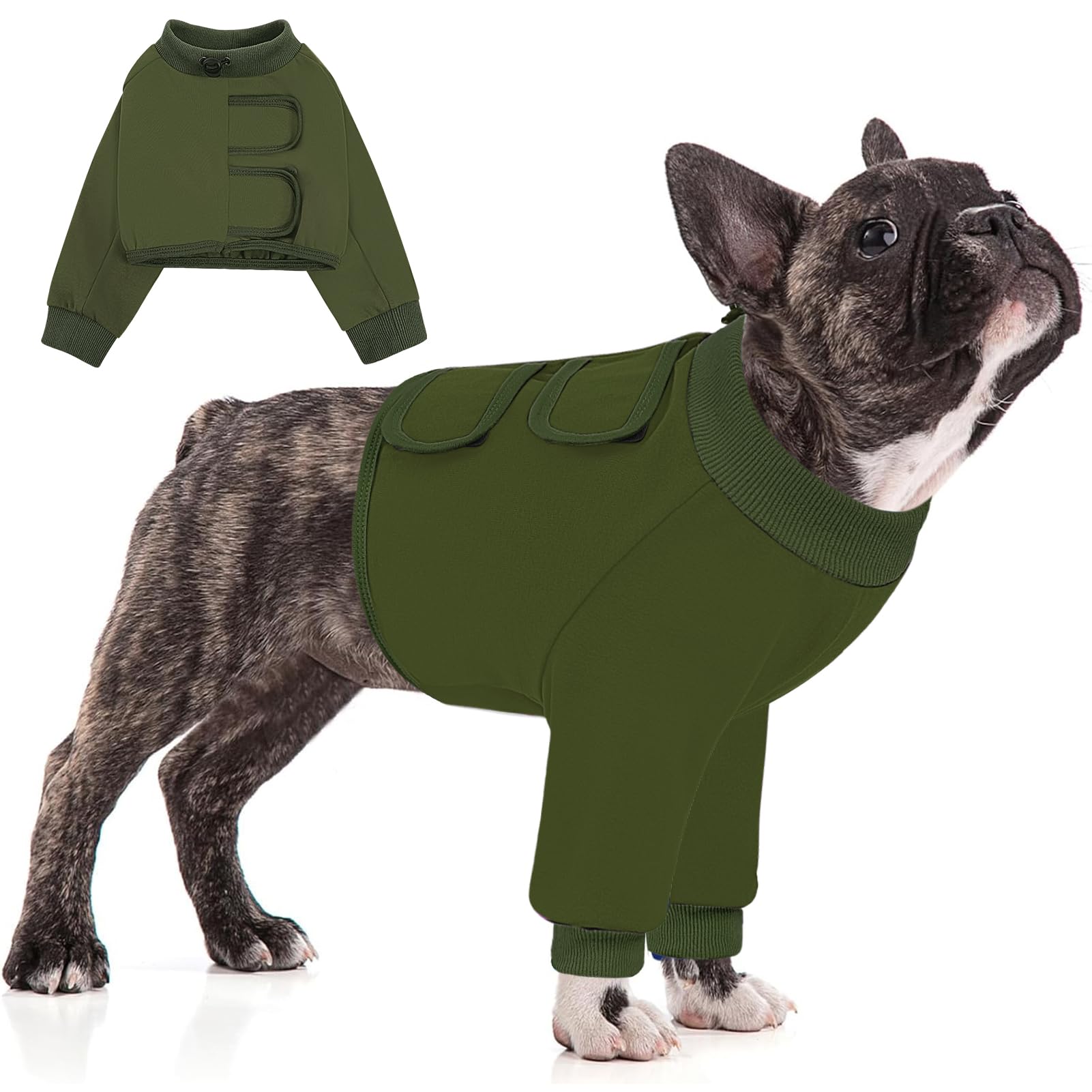 KOESON Dog Surgery Recovery Suit for Front Legs with 100% Cotton Fabric, M