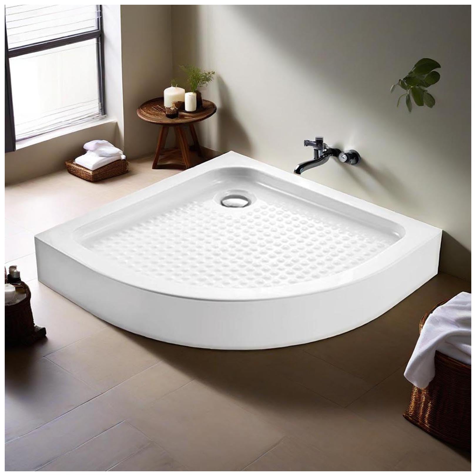 Receveur de douche antidérapant en acrylique avec kit de drainage complet et couvercle moderne