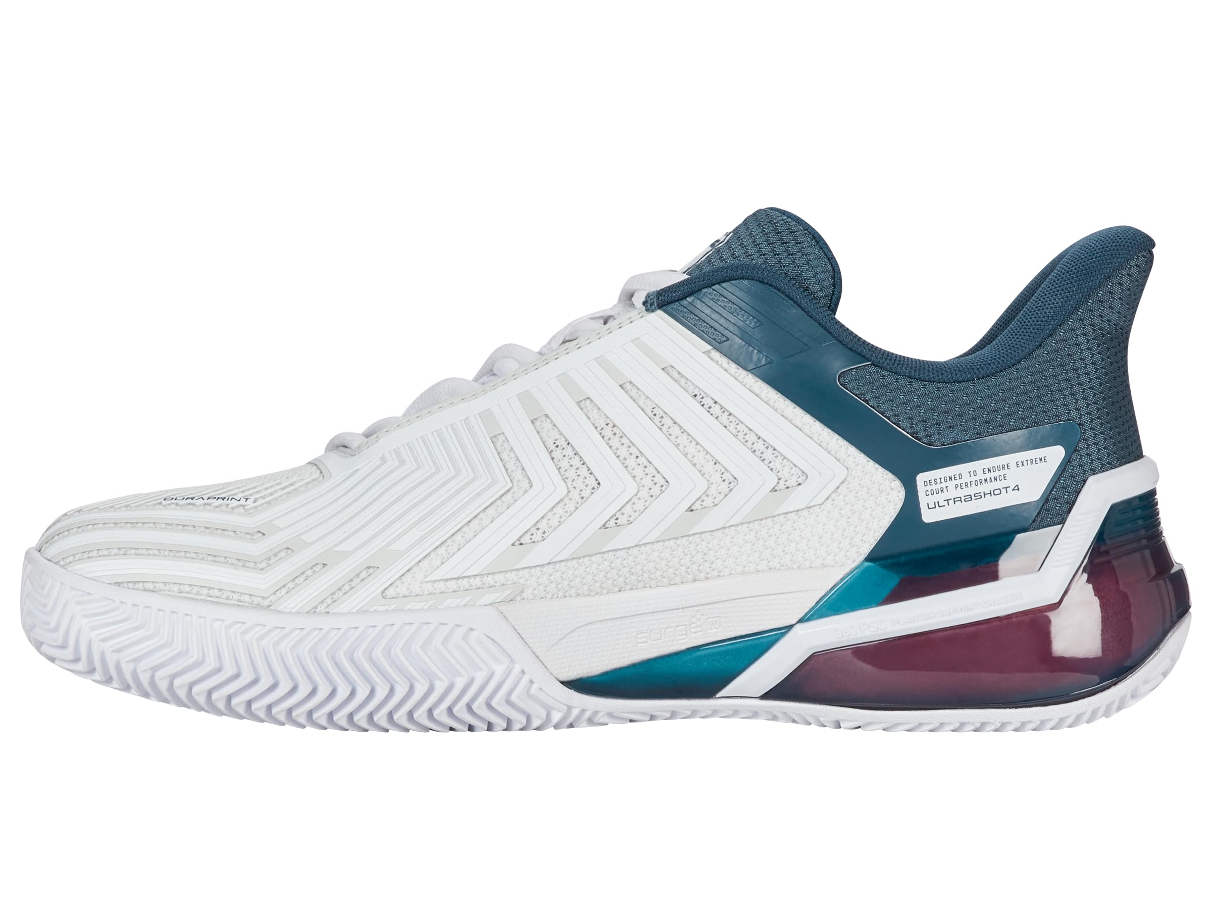 K-Swiss Men's Ultrashot 4 Clay Tennis Shoe (White/Stargazer/Neon Blaze) (9.5)