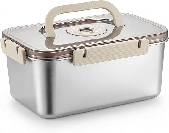 Airtight 316 Stainless Steel Bread Box with Lid & Handle, Time Recording Bread Storage Container, Dishwasher Safe Bread Keeper for Homemade Bread Loaf