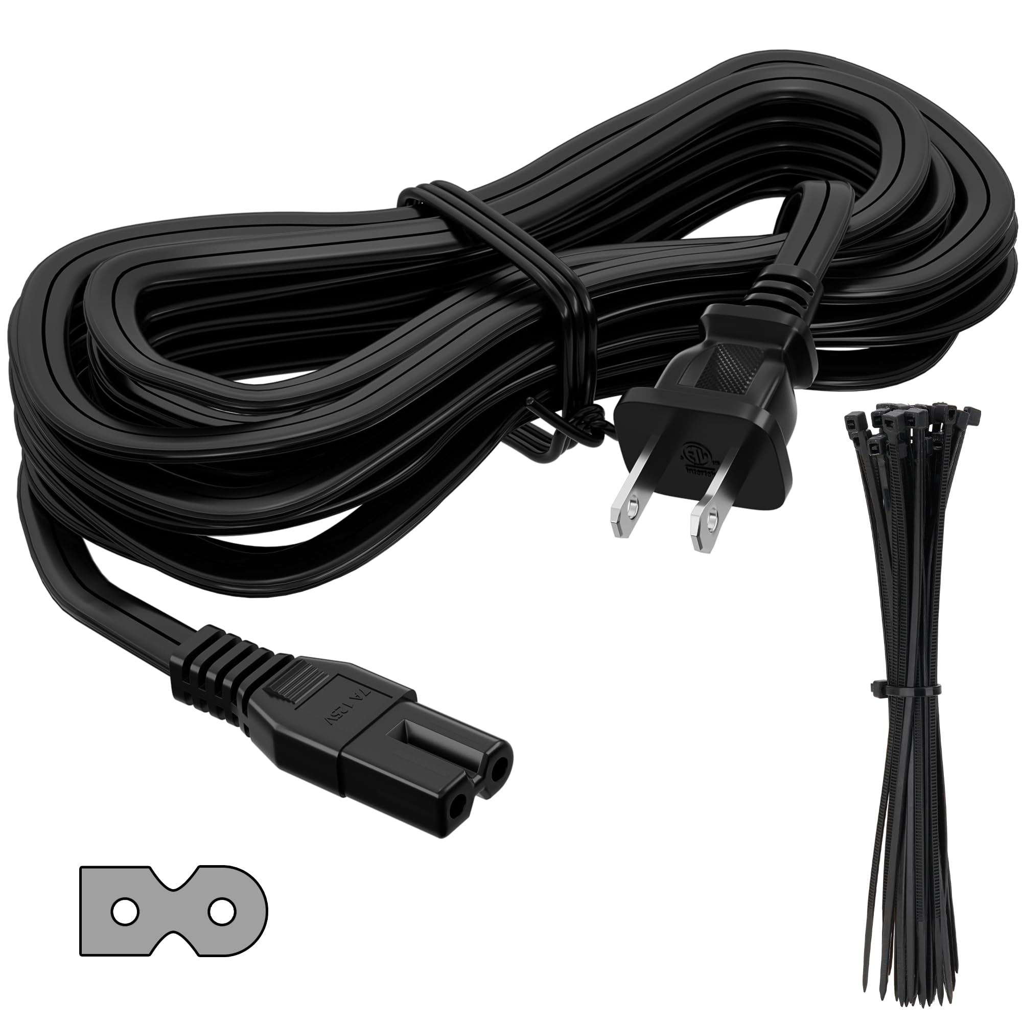 Amazon.com: 2 Prong AC Power Cord 25 FT, Polarized Cable for Vizio