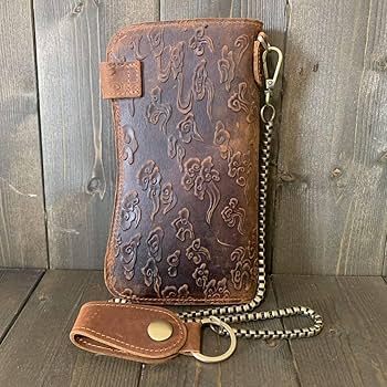 レザークラフト　カービング　ウォレット　長財布ツーリングレザー レザークラフト優 カービングウォレットレザーウォレット 長財布