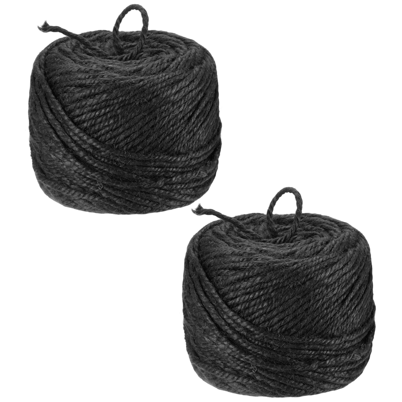 M METERXITY 2-Pack Natural Jute Twine String, 3mm x 328ft/100m Long Garden Twine Balls for Crafts/Gift Wrapping/Gardening Plants, Durable Plant Ties Thick Rope [Black]