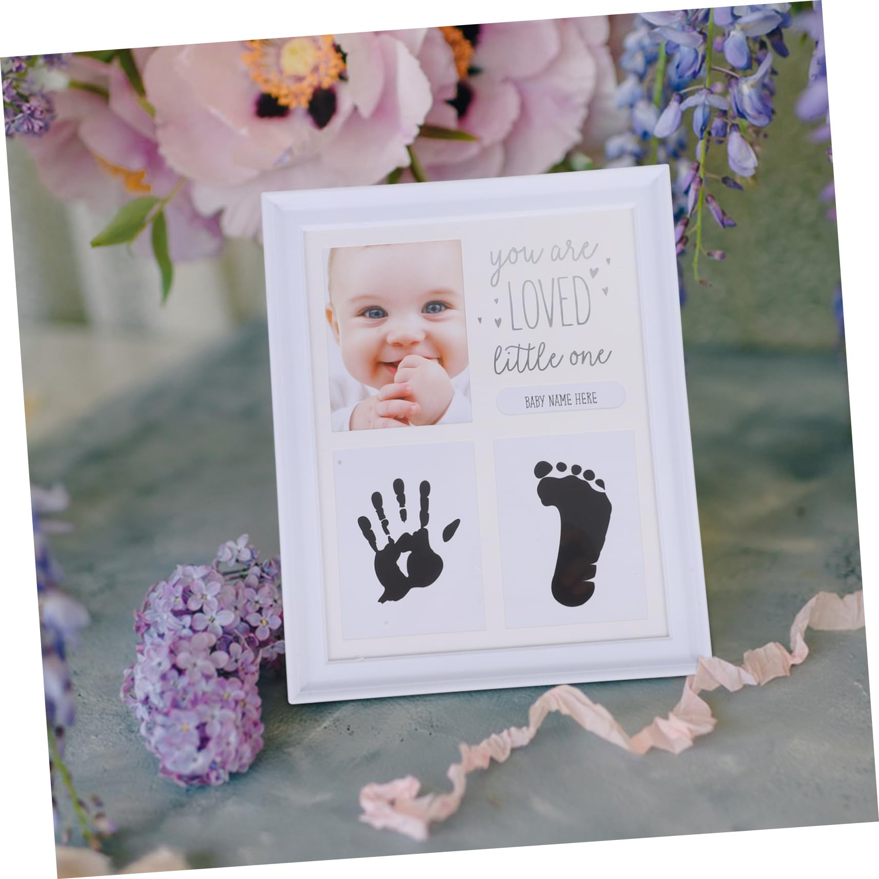 Toyvian 4 sztuki na zdjęcia Oh odcisk dłoni rzeczy chłopiec odkrywanie ogłoszenia ciąży ogłoszenie imię baby shower pierwsze nadruki dla noworodka odzież dla niemowląt płeć ABS biała