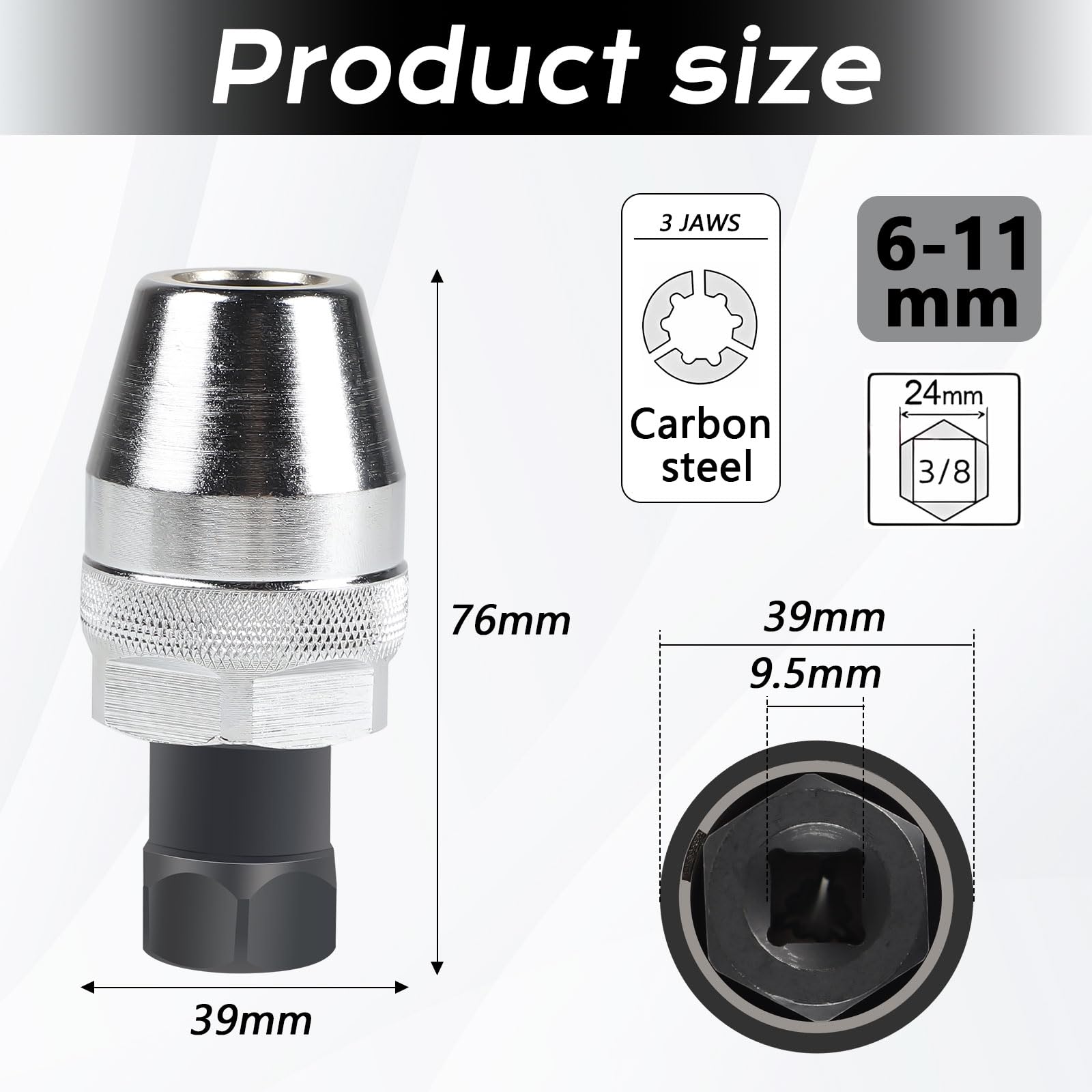EFUTURETIME Extractor de Pernos, Extractor de Espárragos de 3/8" para Pernos de 6 a 12 mm (1/4" a 1/2"), sin Taladro para Extraer Pernos Oxidados, Pintados, Dañados y Rotos